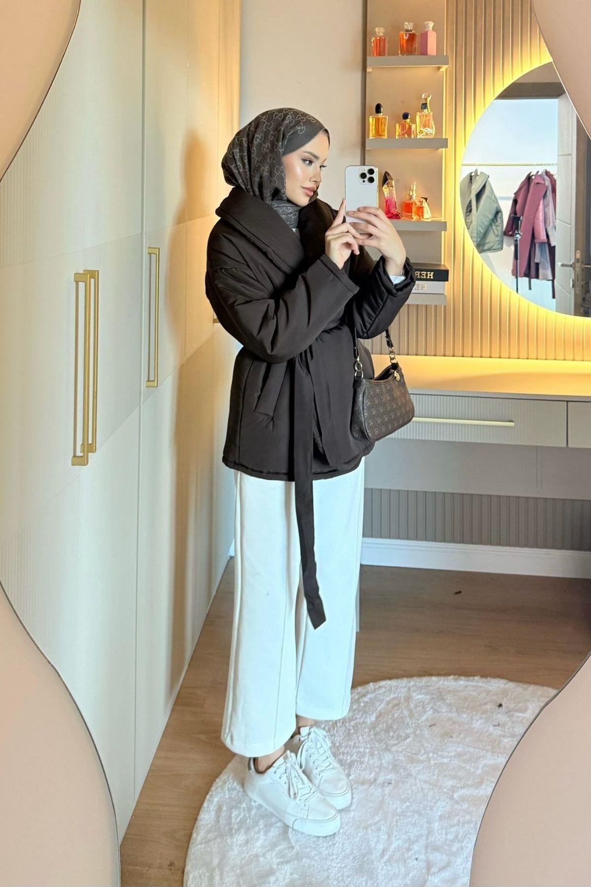 Düz Kuşaklı Şişme Mont Acı Kahve, Fiyatları Düz Kuşaklı Şişme Mont Acı Kahve - Haza Moda 