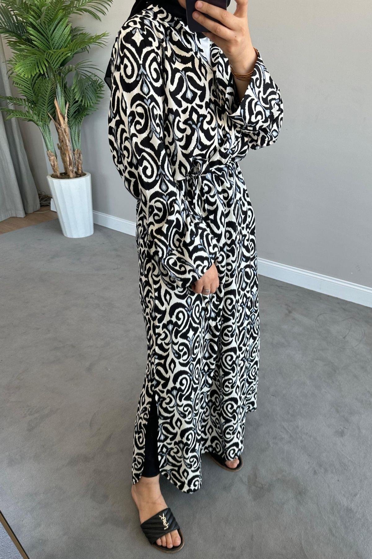 Ebruli Viskon Elbise Siyah, Fiyatları 