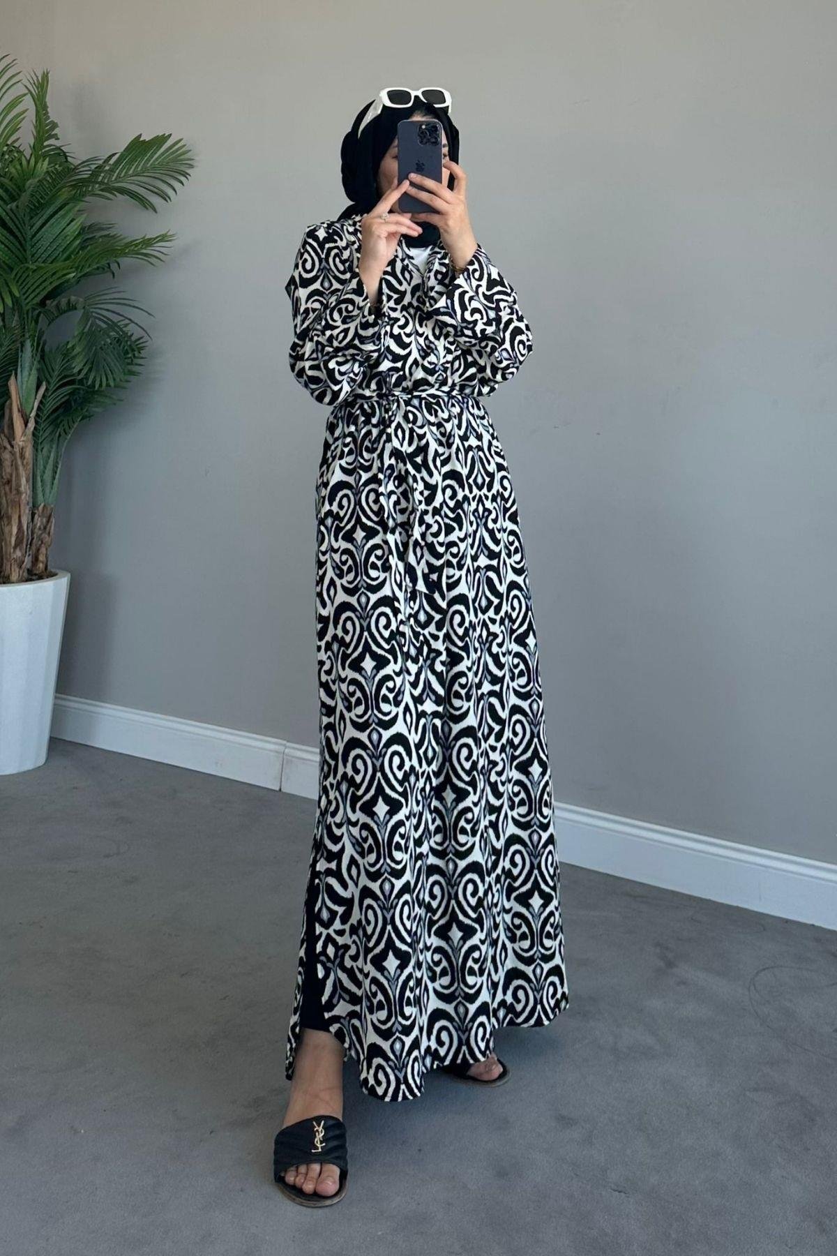 Ebruli Viskon Elbise Siyah, Fiyatları 