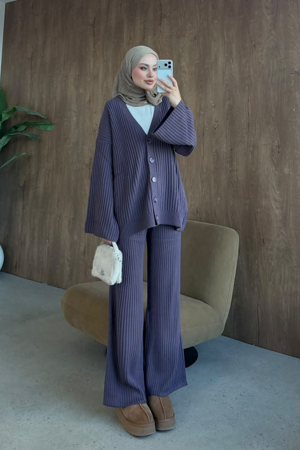 Eda İkili Triko Takım Lila, Fiyatları Eda İkili Triko Takım Lila– Haza Moda | Tesettür Giyim