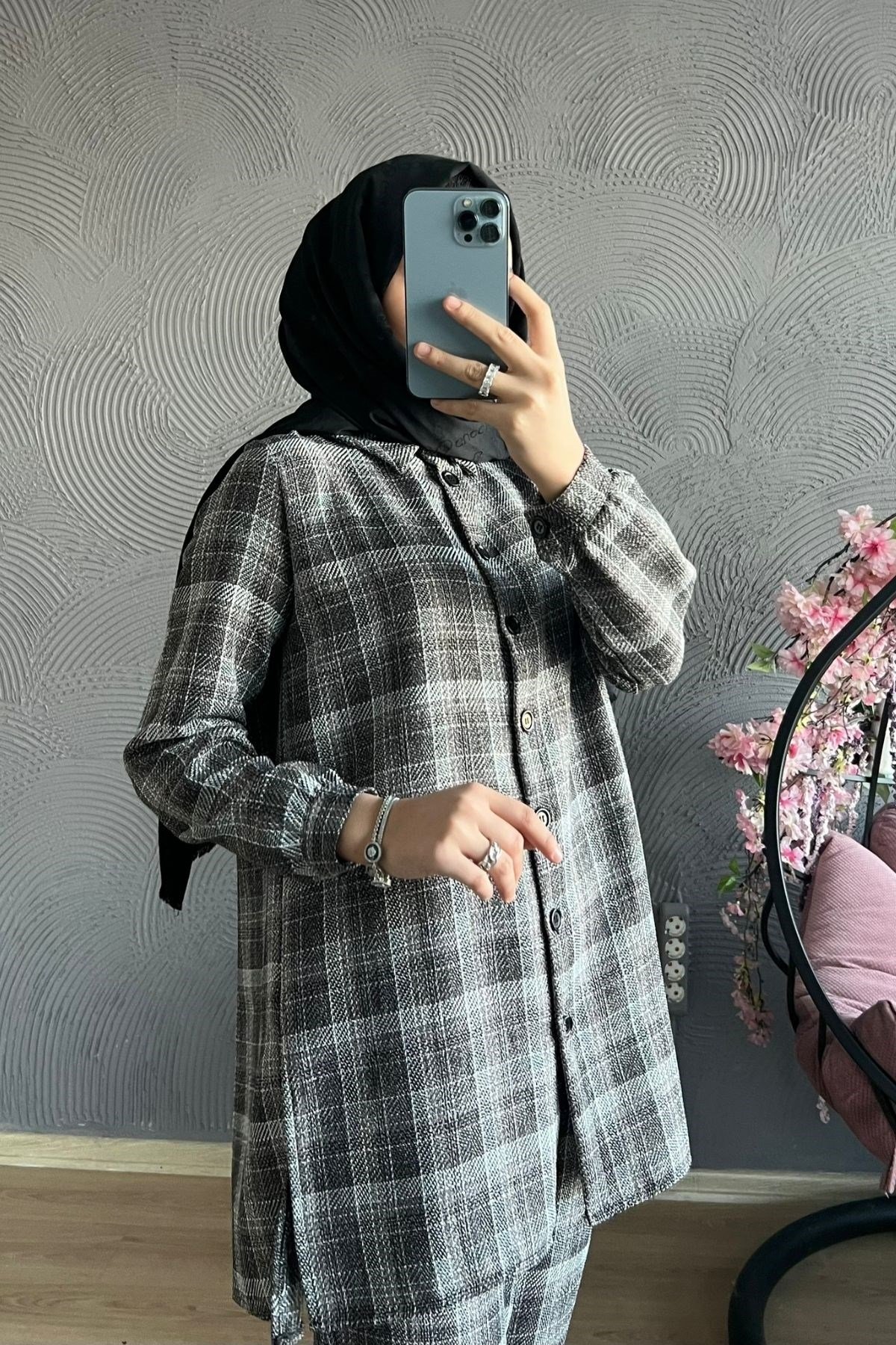 Ekose Takım-KAHVE, Fiyatları Büyük Cepli Takım-EKRU – Haza Moda | Tesettür Giyim