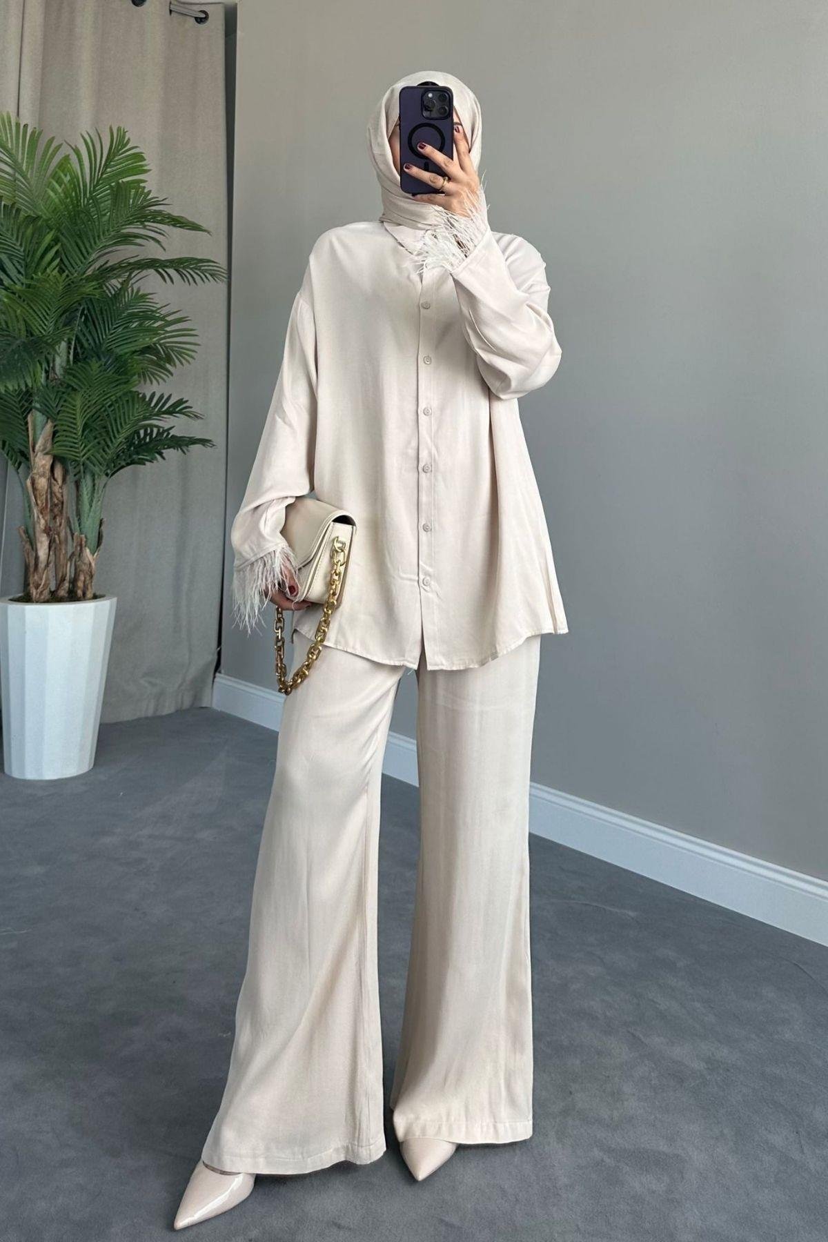 Elena Saten Takım Bej, Fiyatları 