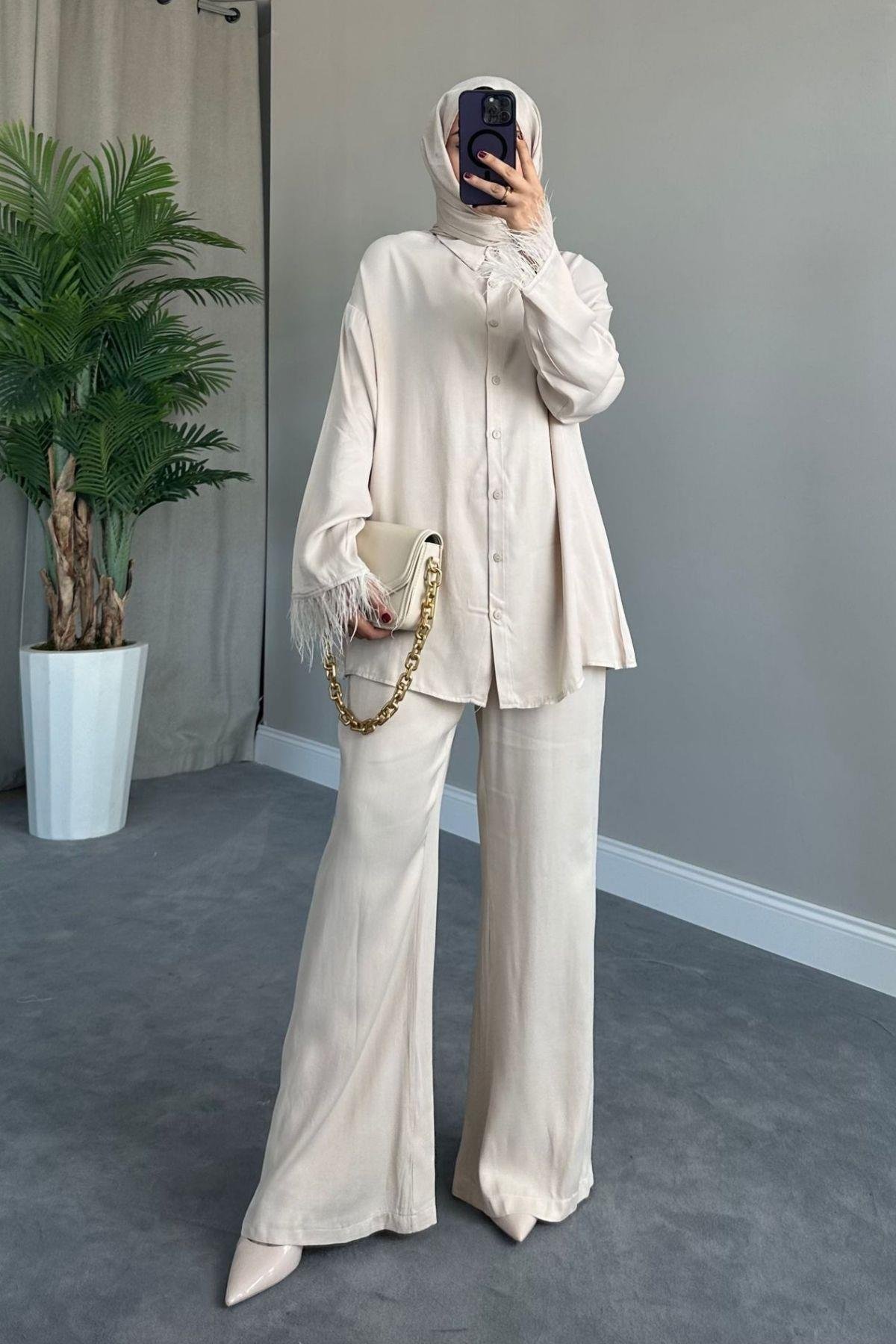 Elena Saten Takım Bej, Fiyatları 