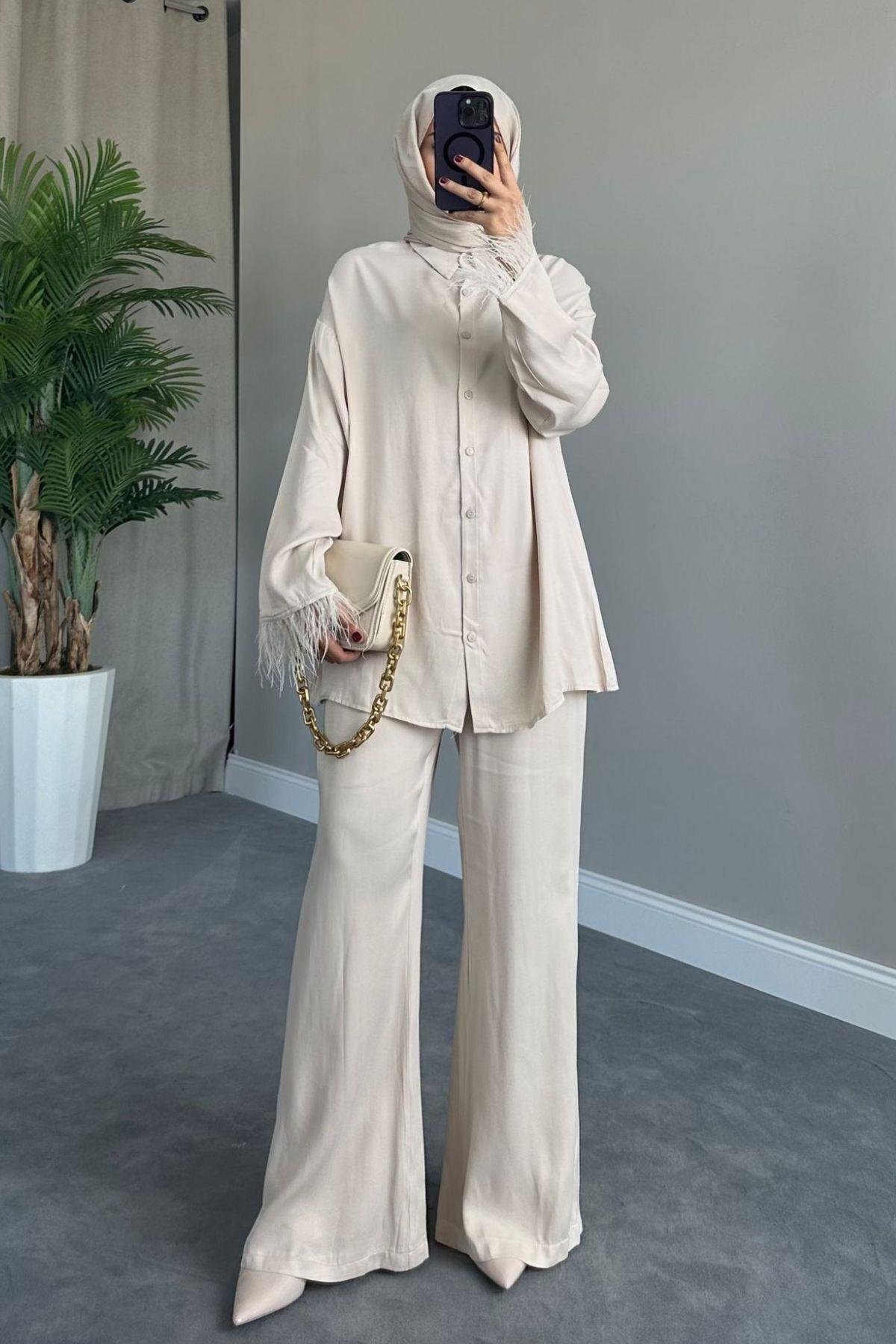 Elena Saten Takım Bej, Fiyatları 