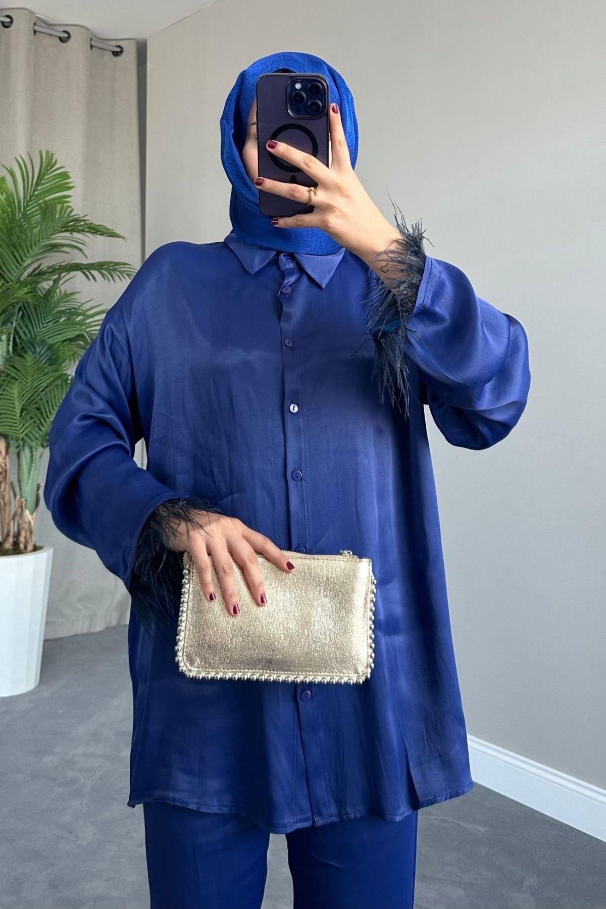 Elena Saten Takım Lacivert, Fiyatları 