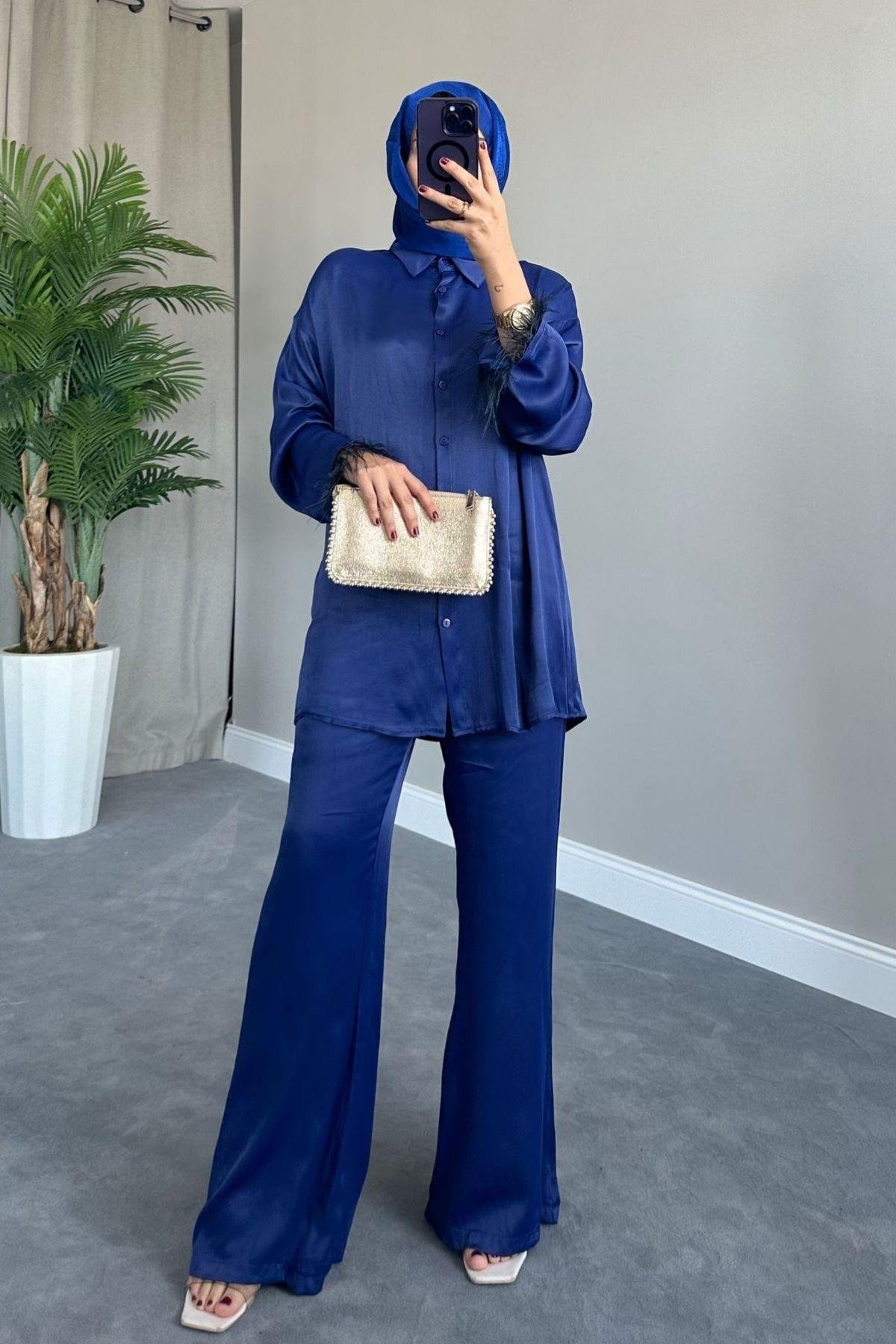 Elena Saten Takım Lacivert, Fiyatları 