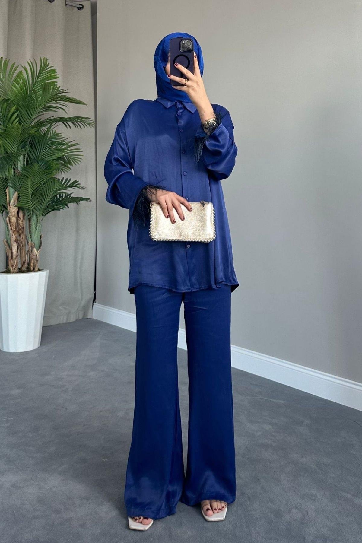 Elena Saten Takım Lacivert, Fiyatları 