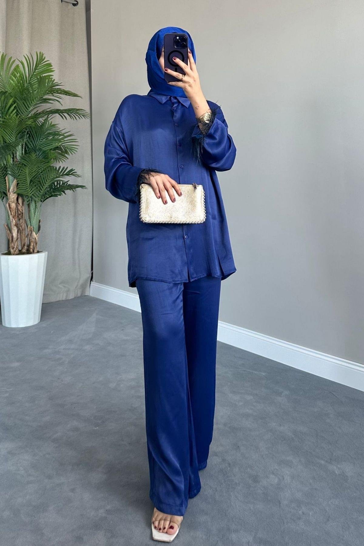 Elena Saten Takım Lacivert, Fiyatları 