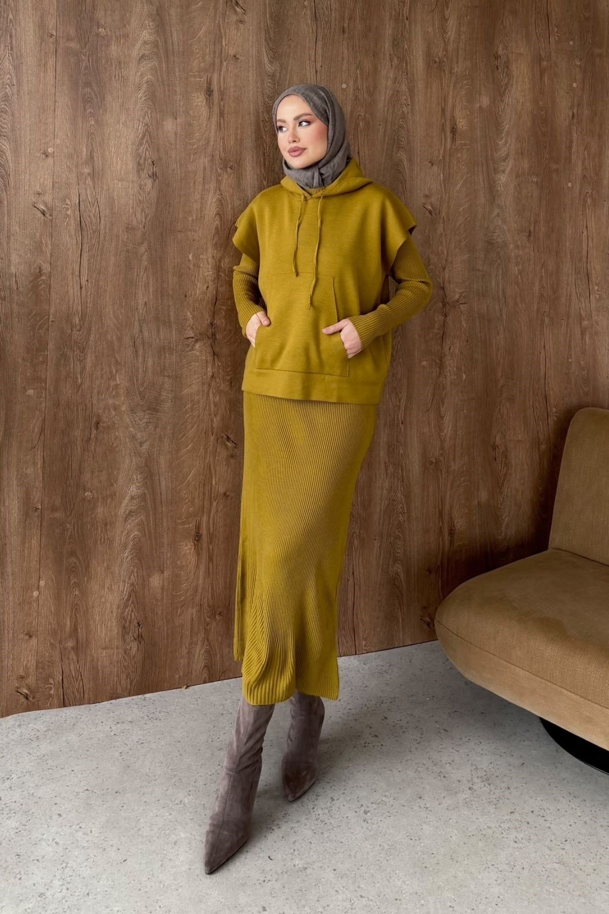 Elf Croplu Elbise Hardal, Fiyatları Elf Croplu Elbise Hardal– Haza Moda | Tesettür Giyim