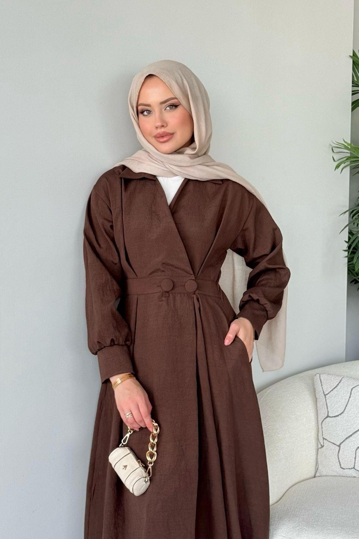 Elizabeth Düğmeli Elbise Acıkahve, Fiyatları Elizabeth Düğmeli Elbise Acıkahve