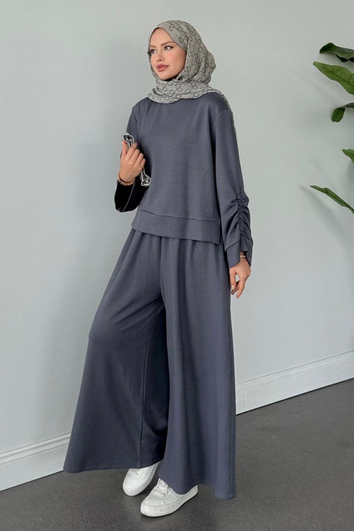 Elvador Pamuklu Takım Gri, Fiyatları Elvador Pamuklu Takım Gri- Haza Moda 