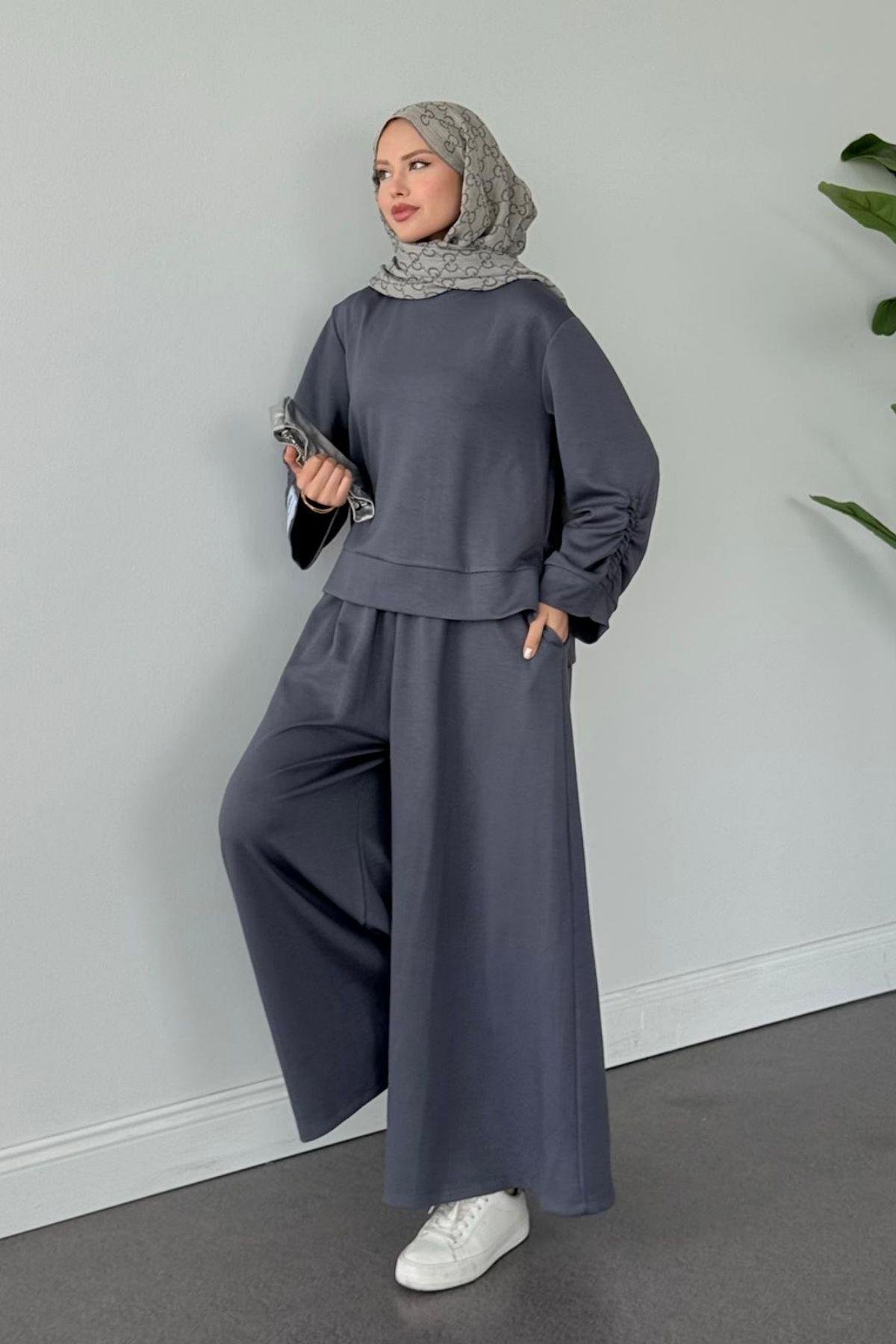 Elvador Pamuklu Takım Gri, Fiyatları Elvador Pamuklu Takım Gri- Haza Moda 