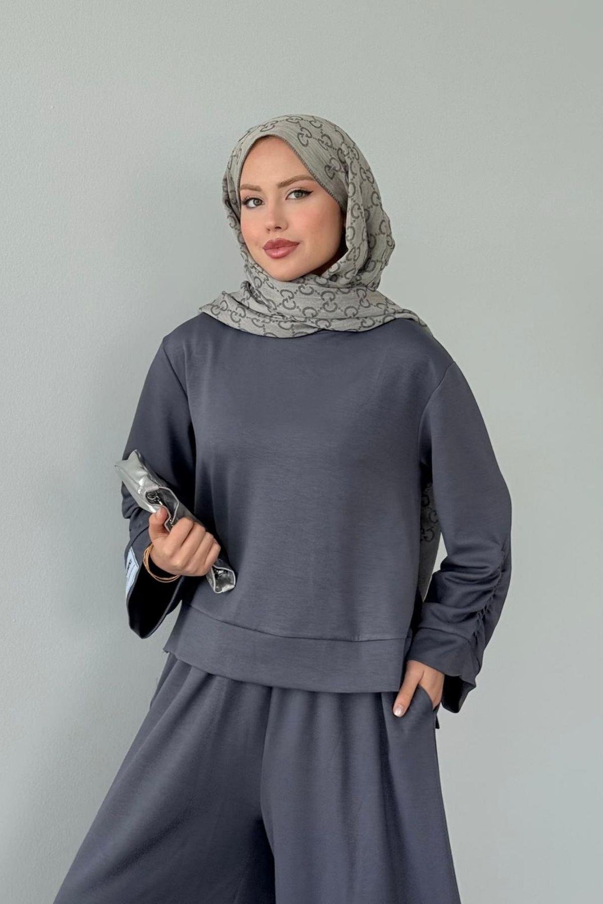 Elvador Pamuklu Takım Gri, Fiyatları Elvador Pamuklu Takım Gri- Haza Moda 