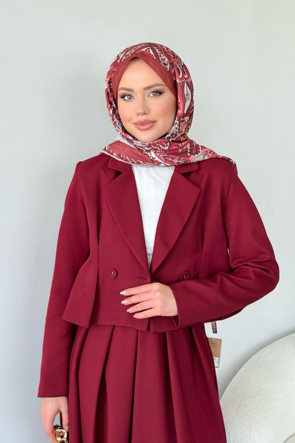Elvin Etekli Takım Bordo, Fiyatları Elvin Etekli Takım Bordo- Haza Moda 
