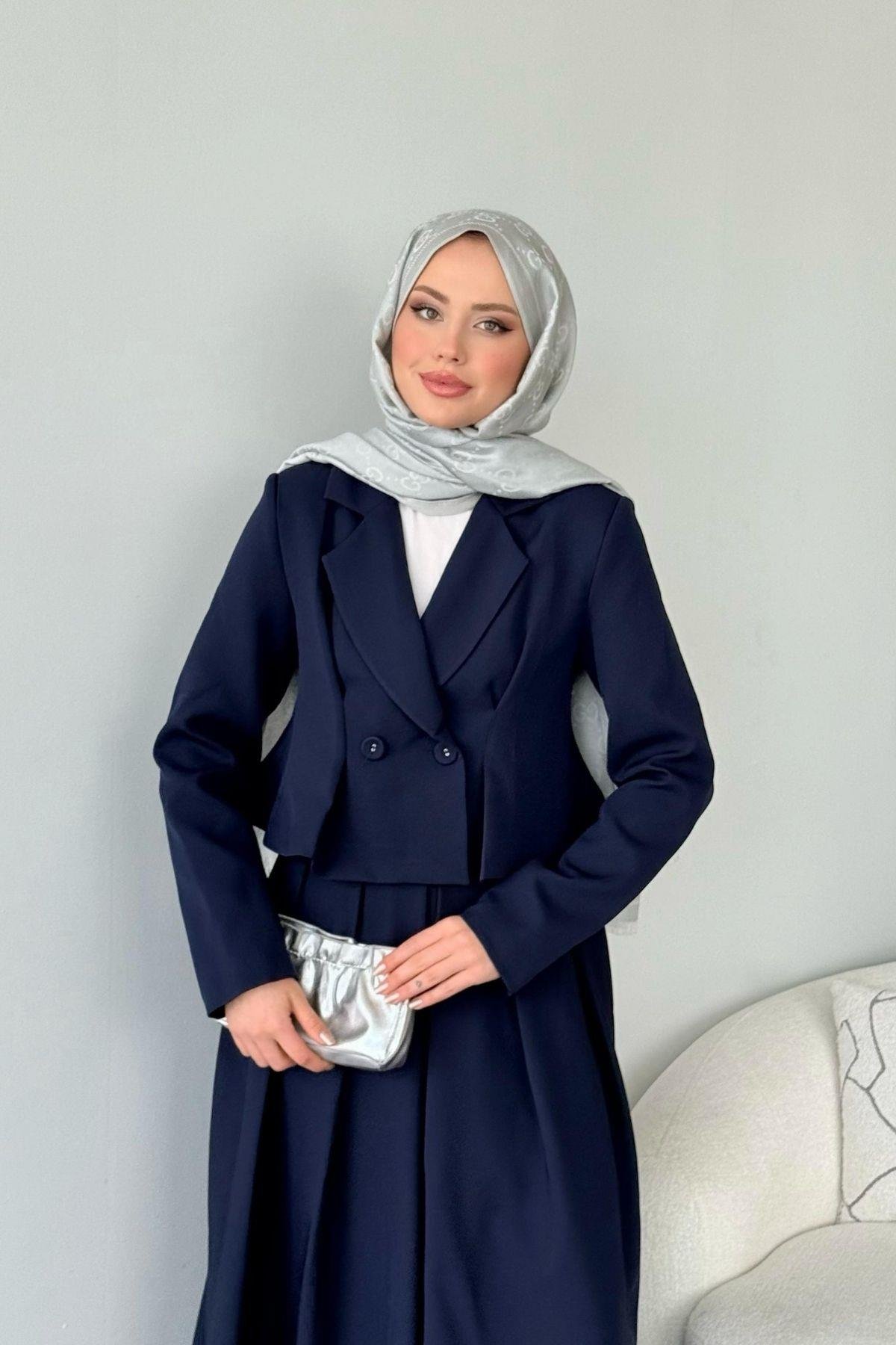 Elvin Etekli Takım Lacivert, Fiyatları Elvin Etekli Takım Lacivert- Haza Moda 