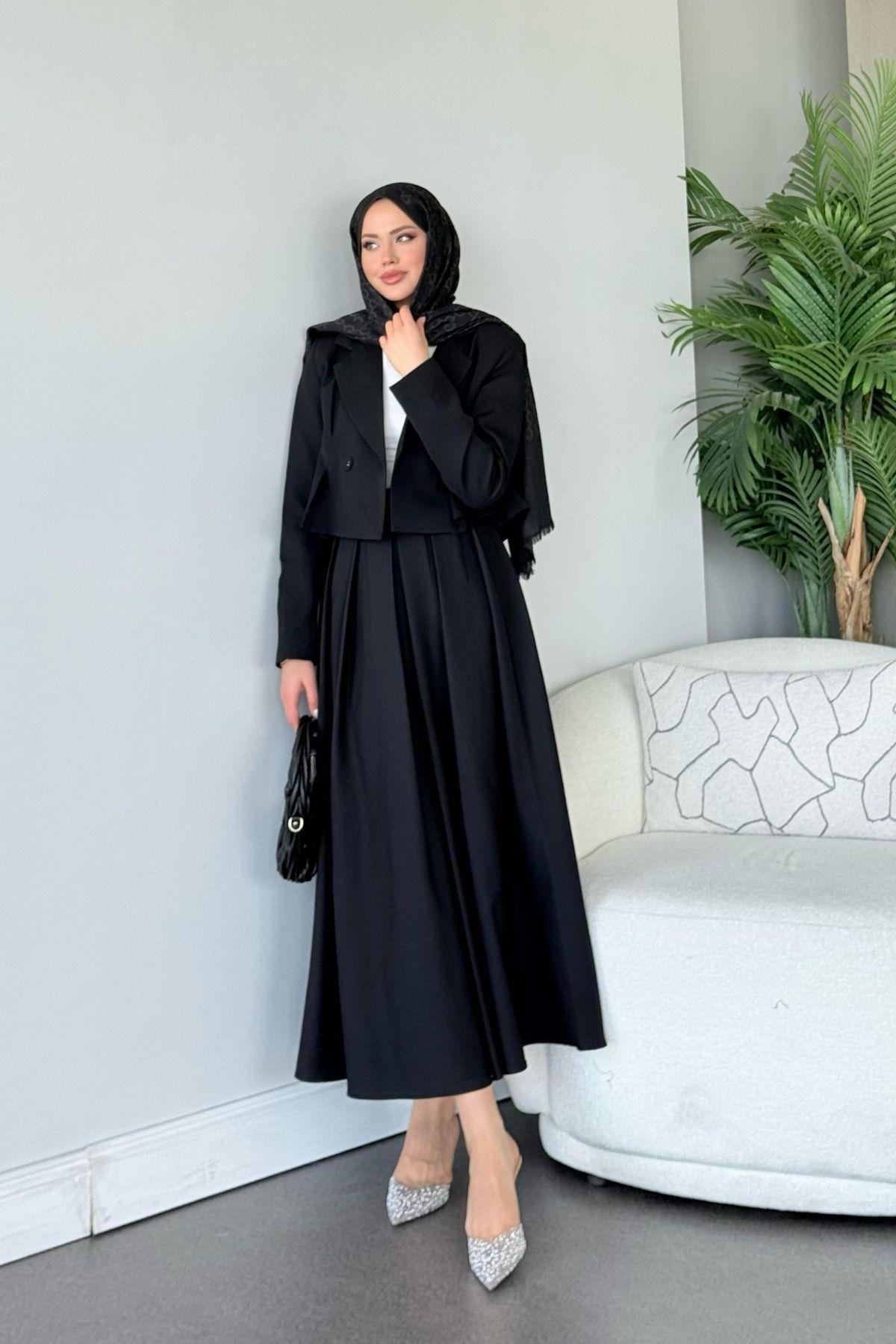 Elvin Etekli Takım Siyah, Fiyatları Elvin Etekli Takım Siyah - Haza Moda 