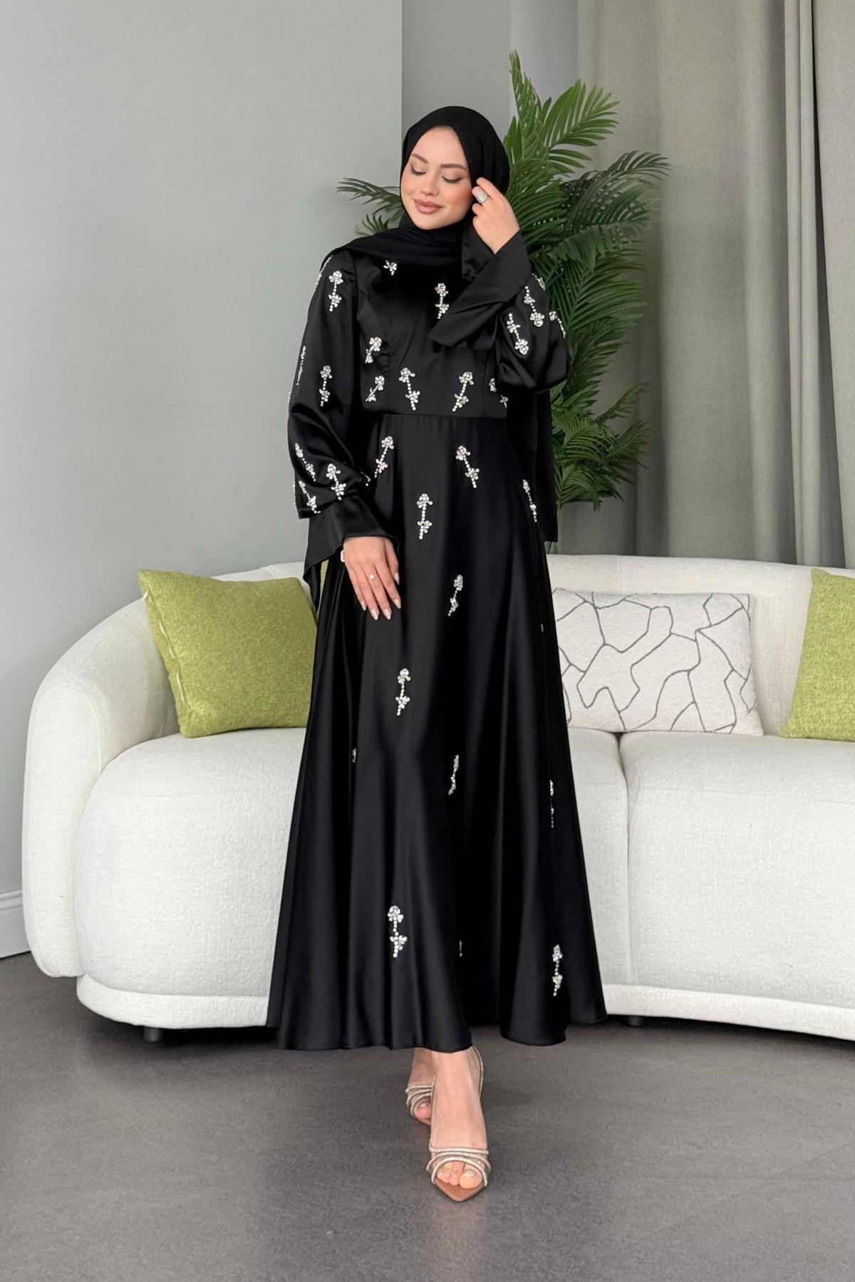 Emilia Prenses Taşlı Abiye Siyah, Fiyatları 