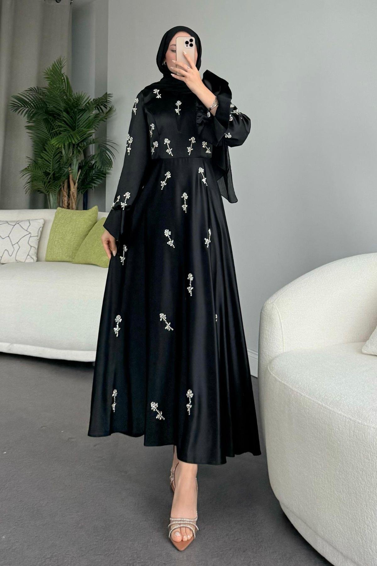 Emilia Prenses Taşlı Abiye Siyah, Fiyatları 