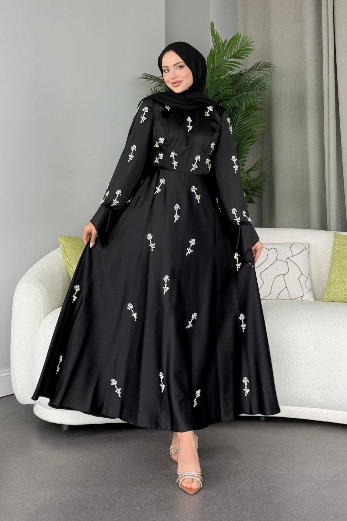 Emilia Prenses Taşlı Abiye Siyah, Fiyatları 