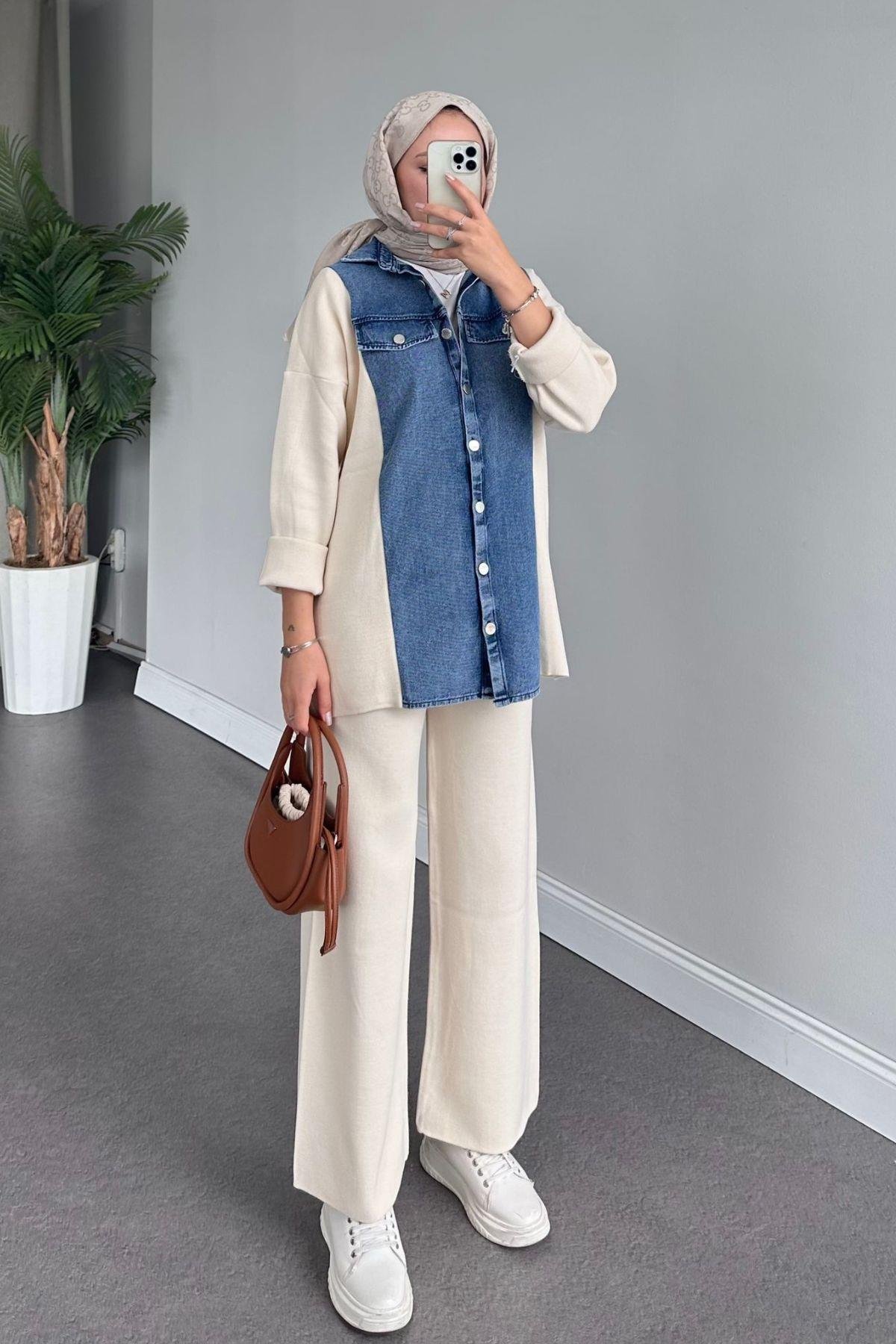 Emily Kotlu Triko Takım Ekru, Fiyatları 