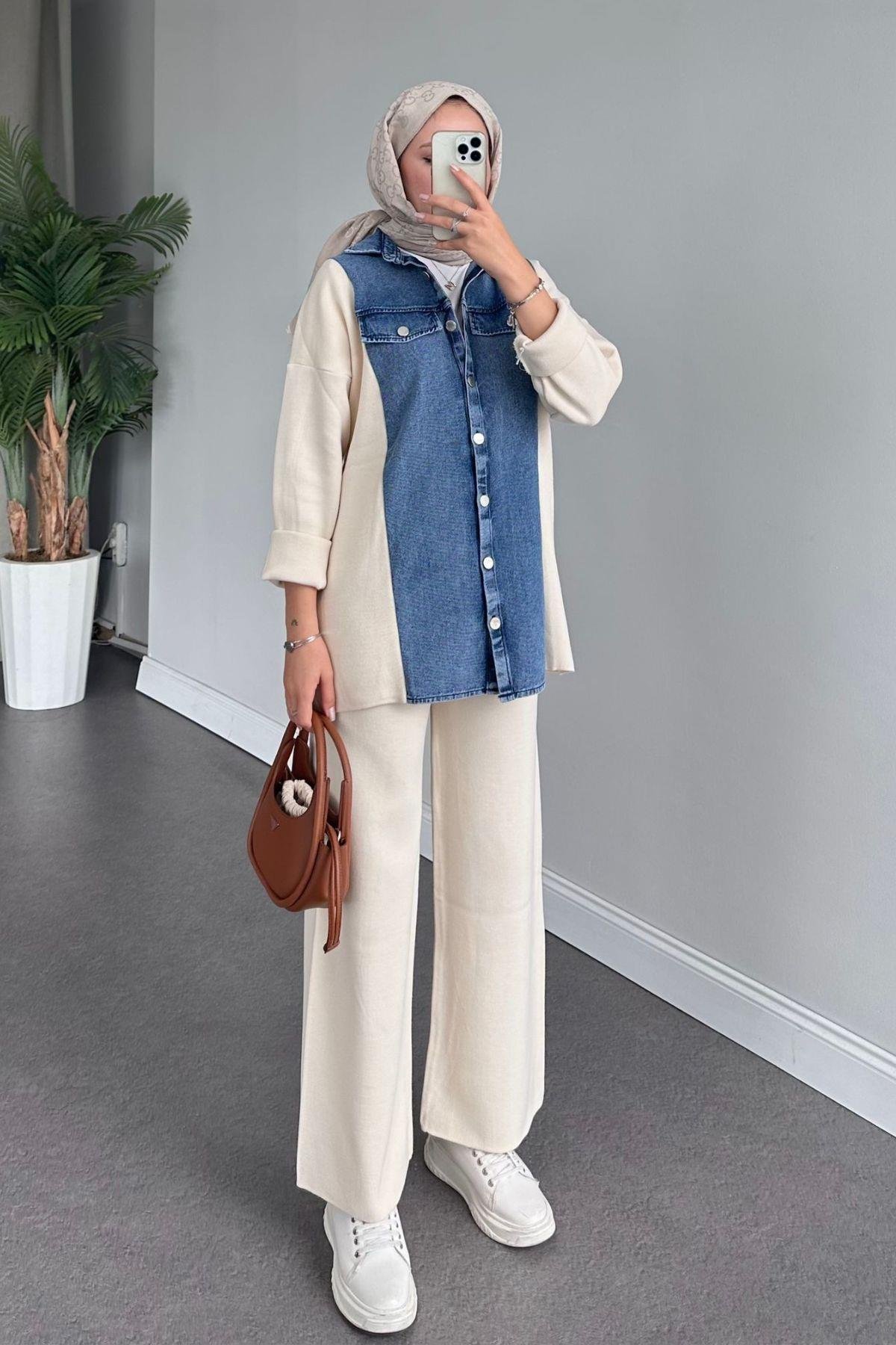 Emily Kotlu Triko Takım Ekru, Fiyatları 