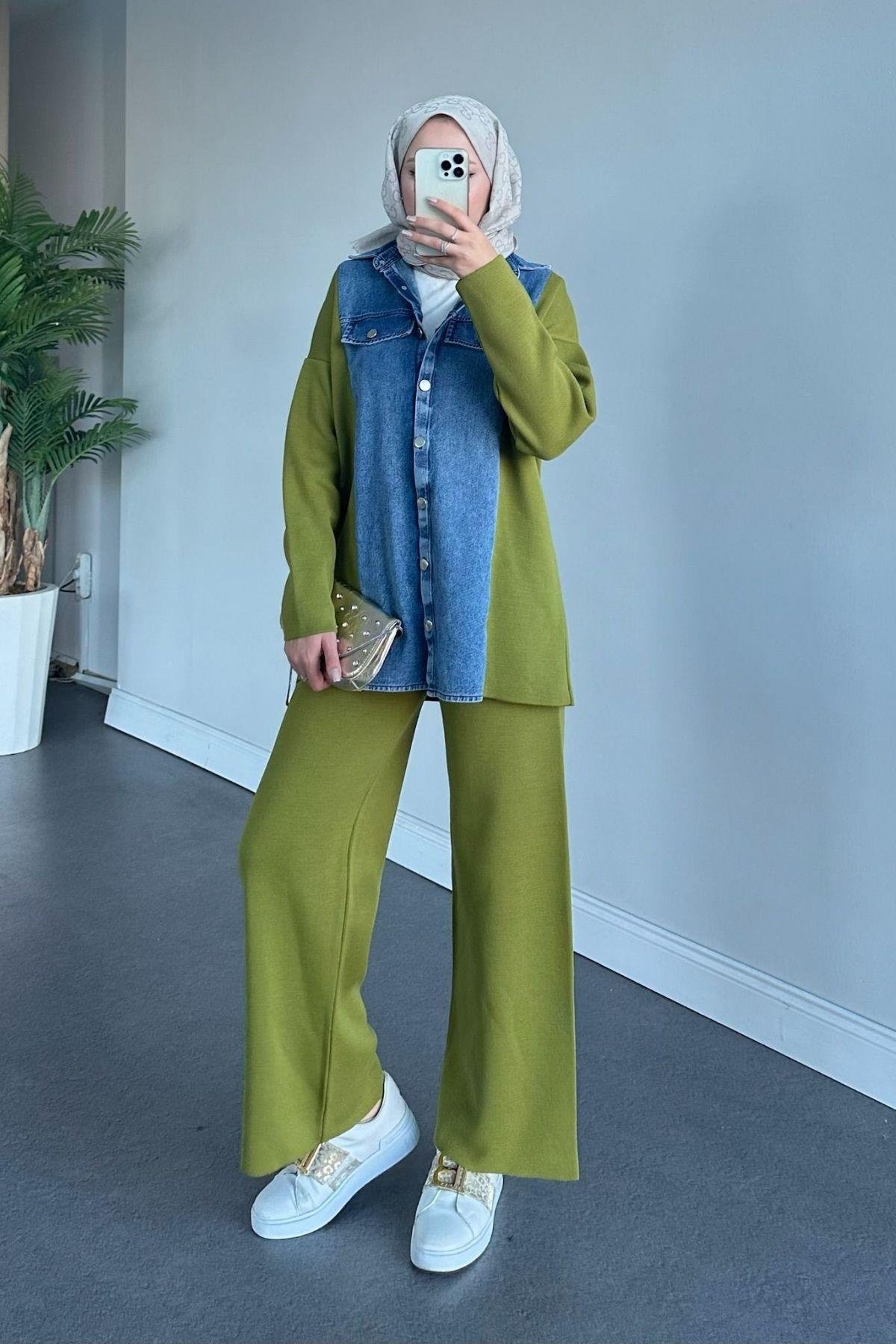 Emily Kotlu Triko Takım Yağyeşili, Fiyatları 