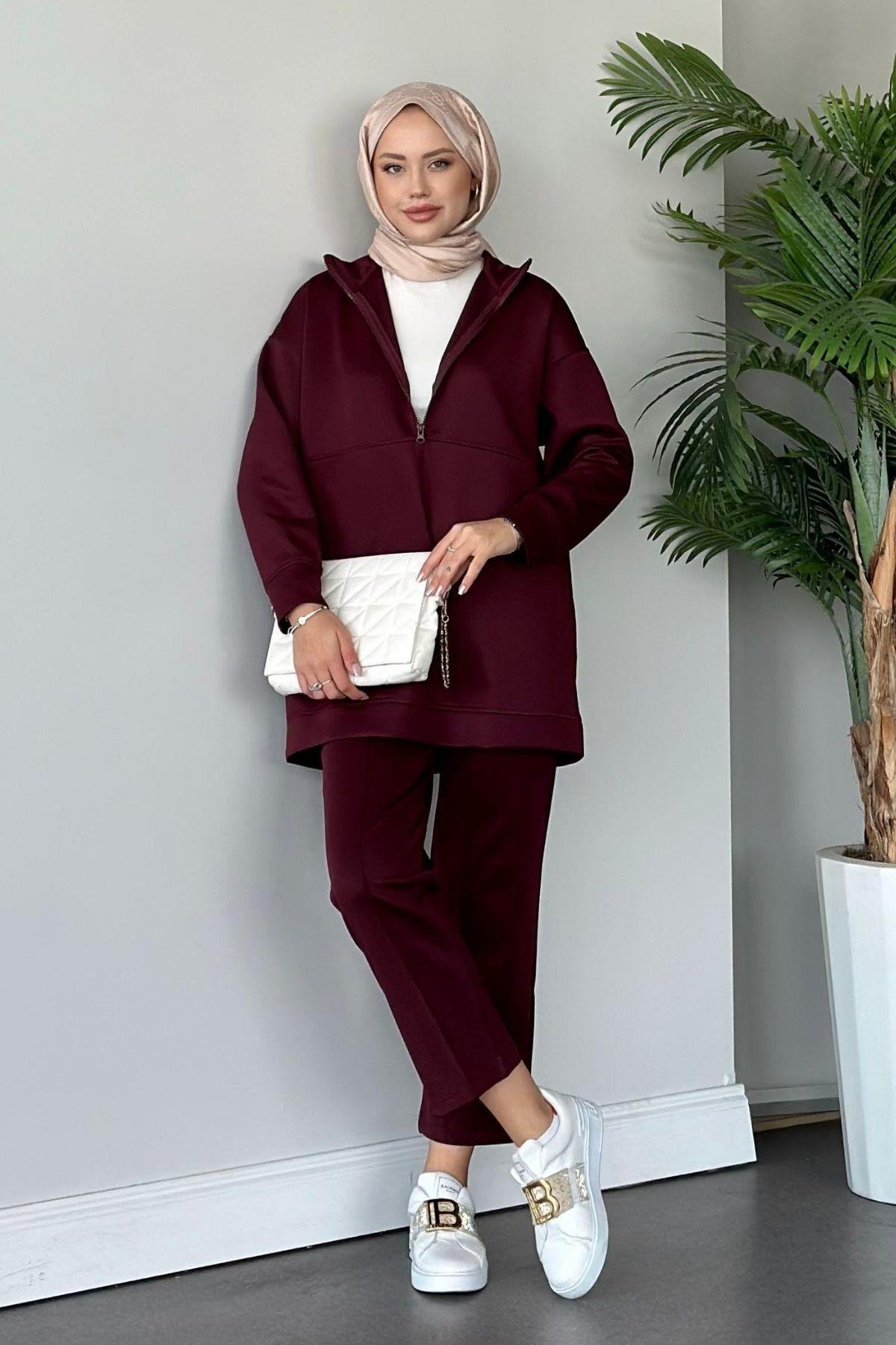 Emprime Scuba Spor Takım Mürdüm, Fiyatları Haza Moda | Tesettür Giyim | Emprime Scuba Spor Takım Mürdüm