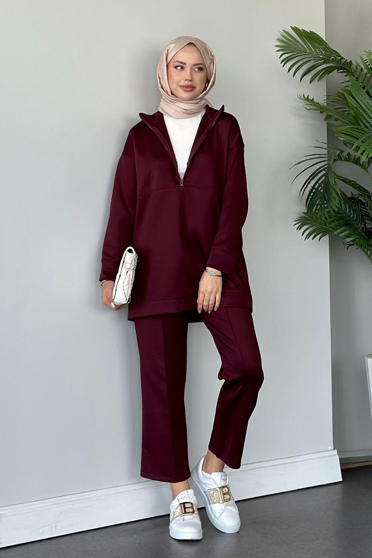 Emprime Scuba Spor Takım Mürdüm, Fiyatları Haza Moda | Tesettür Giyim | Emprime Scuba Spor Takım Mürdüm