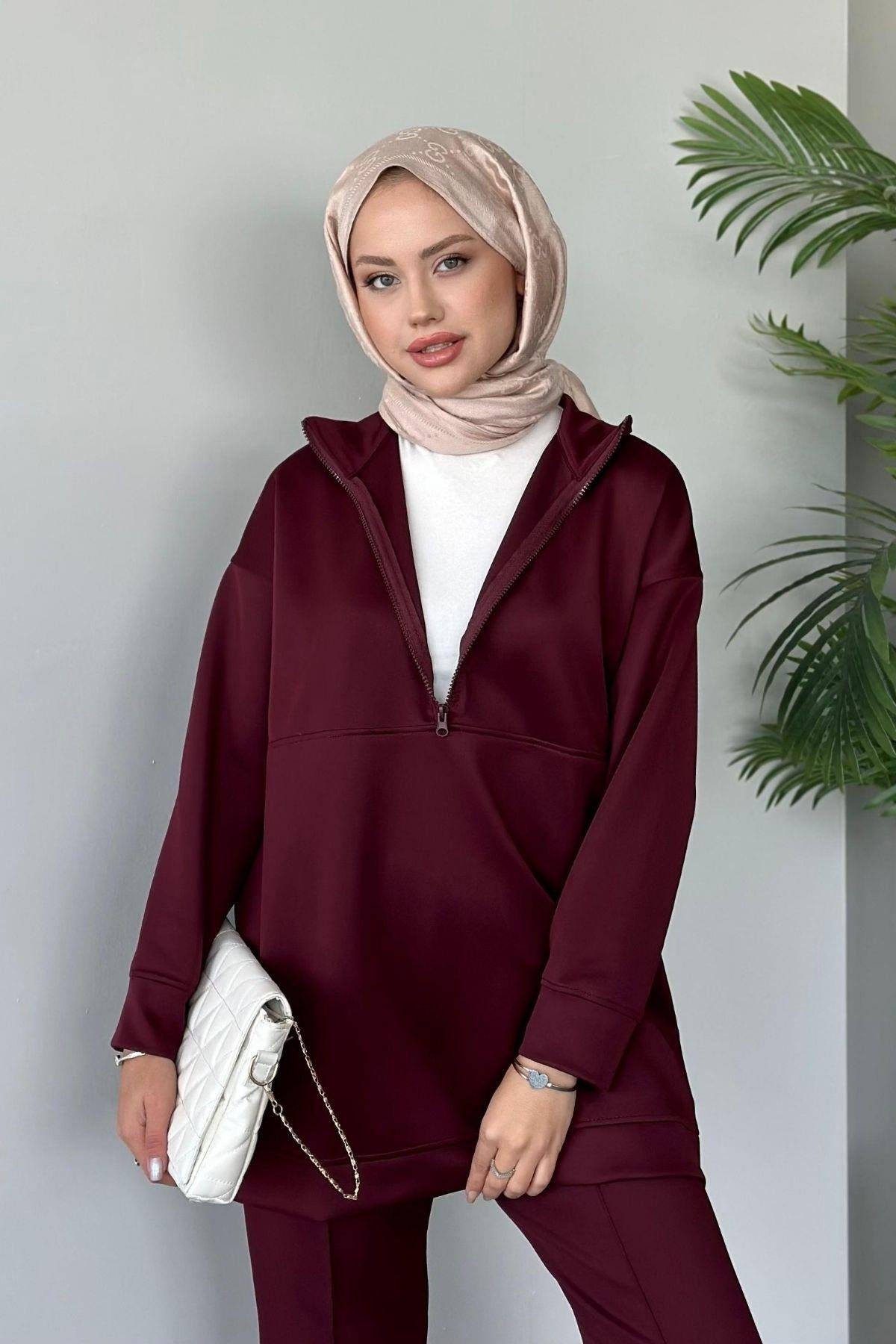 Emprime Scuba Spor Takım Mürdüm, Fiyatları Haza Moda | Tesettür Giyim | Emprime Scuba Spor Takım Mürdüm