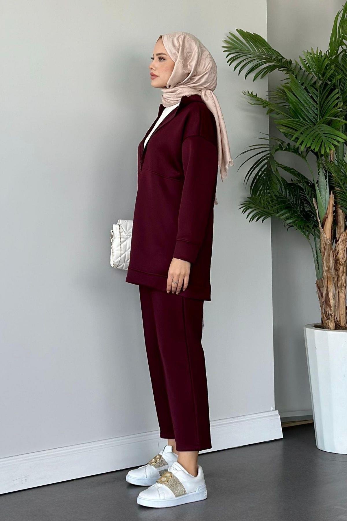 Emprime Scuba Spor Takım Mürdüm, Fiyatları Haza Moda | Tesettür Giyim | Emprime Scuba Spor Takım Mürdüm