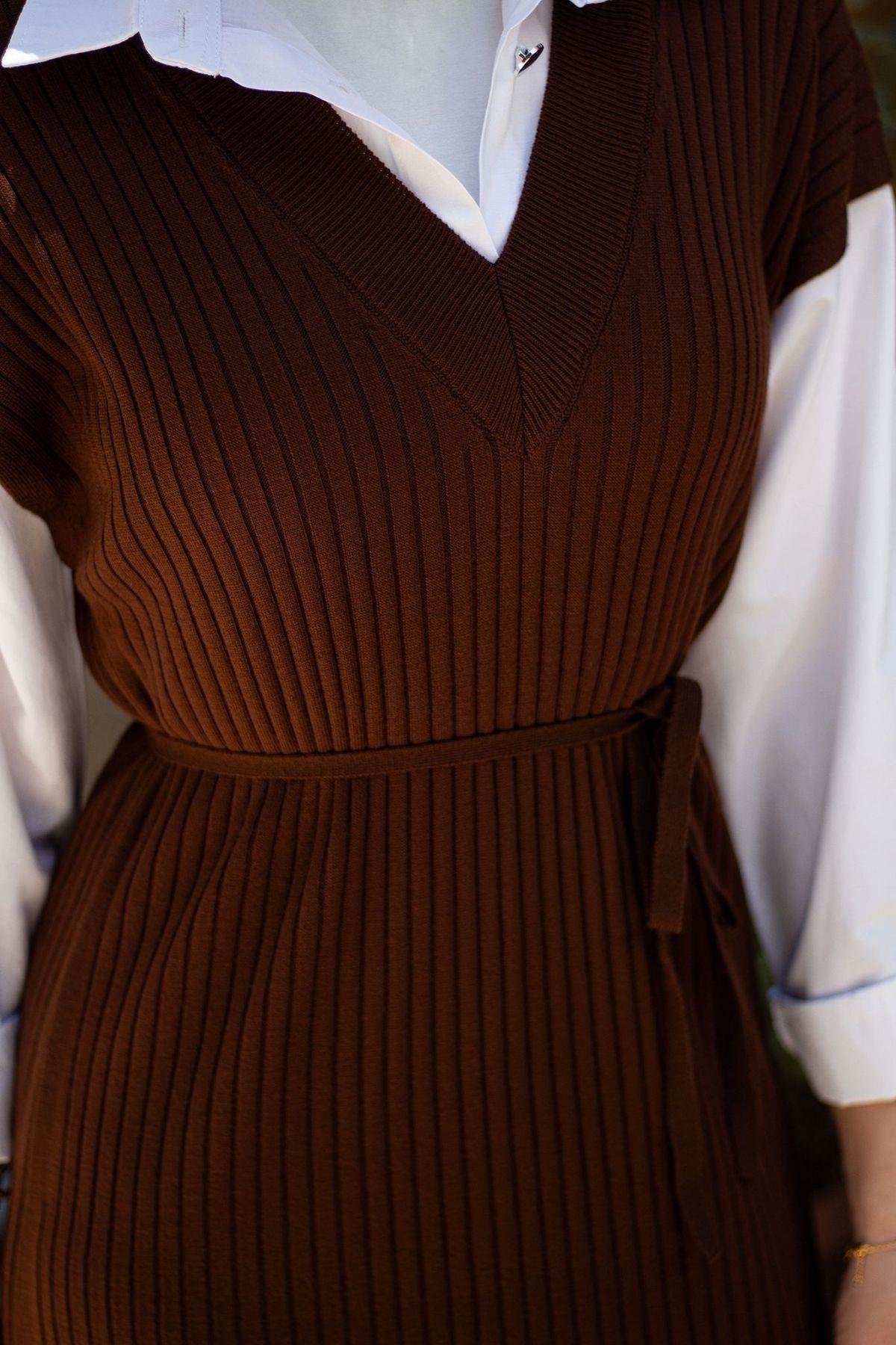 Ermes Gömlek Detaylı Elbise Acıkahve, Fiyatları Ermes Gömlek Detaylı Elbise Acıkahve- Haza Moda