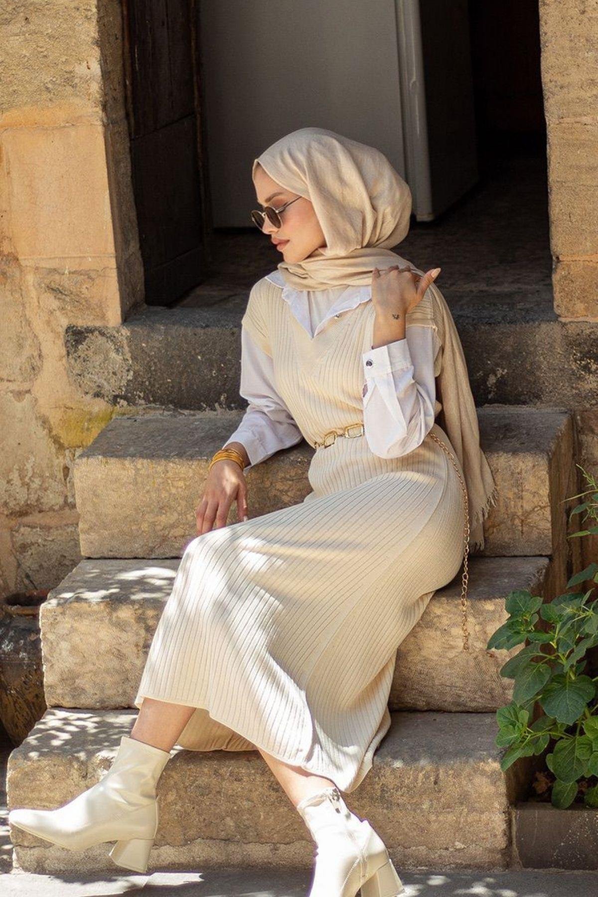 Ermes Gömlek Detaylı Elbise Ekru, Fiyatları Ermes Gömlek Detaylı Elbise Ekru- Haza Moda