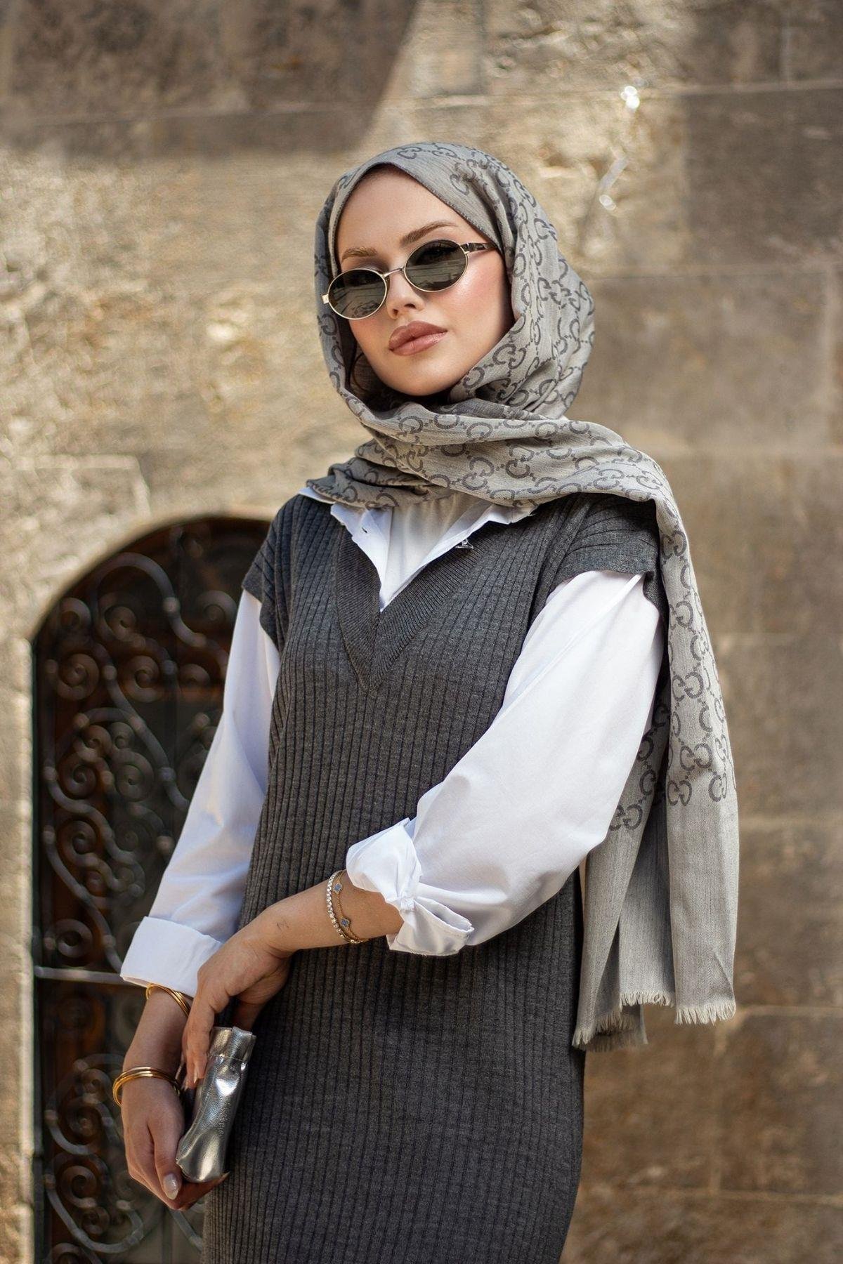 Ermes Gömlek Detaylı Elbise Gri, Fiyatları Ermes Gömlek Detaylı Elbise Gri- Haza Moda