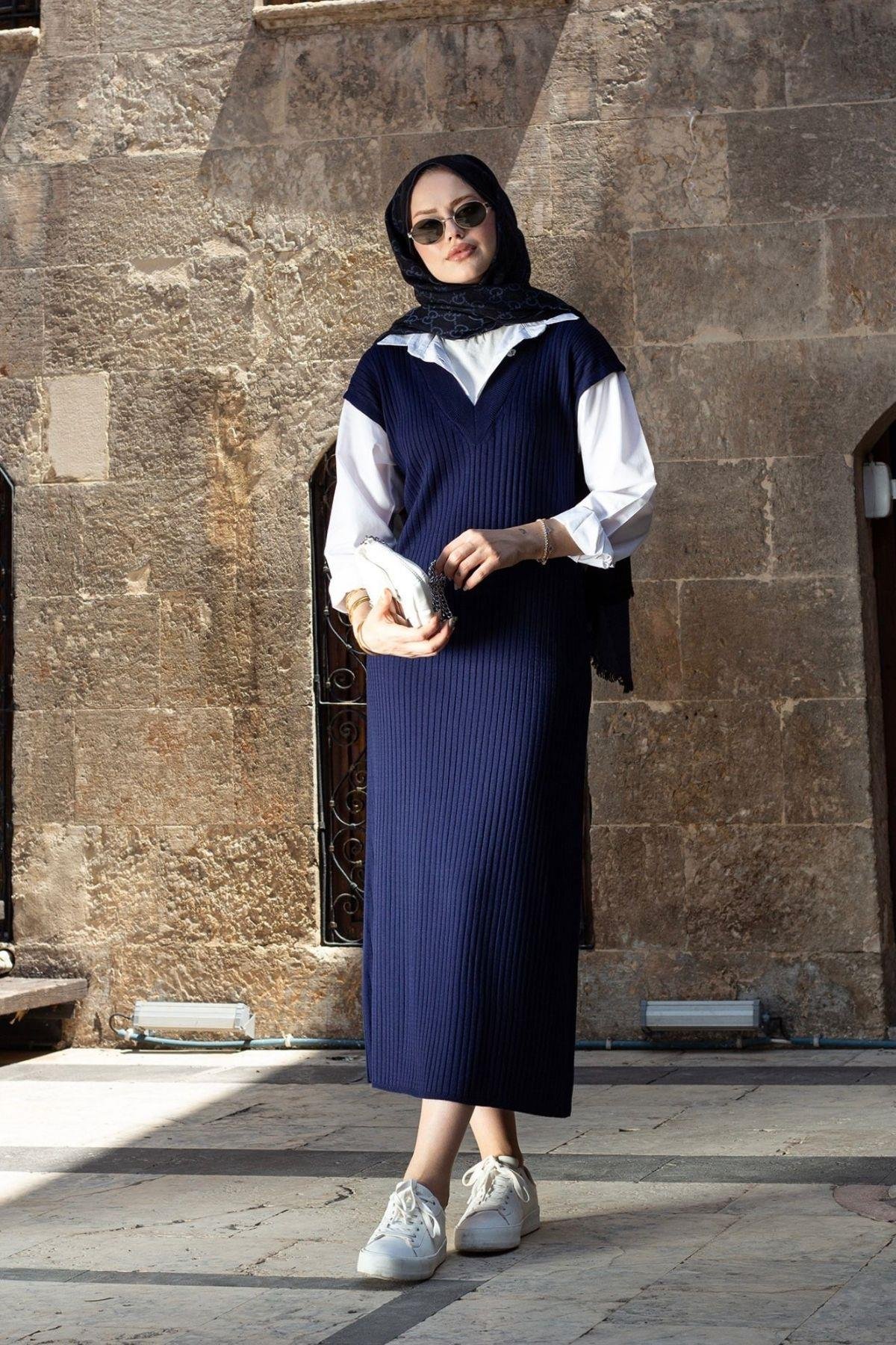 Ermes Gömlek Detaylı Elbise Lacivert, Fiyatları Ermes Gömlek Detaylı Elbise Lacivert- Haza Moda