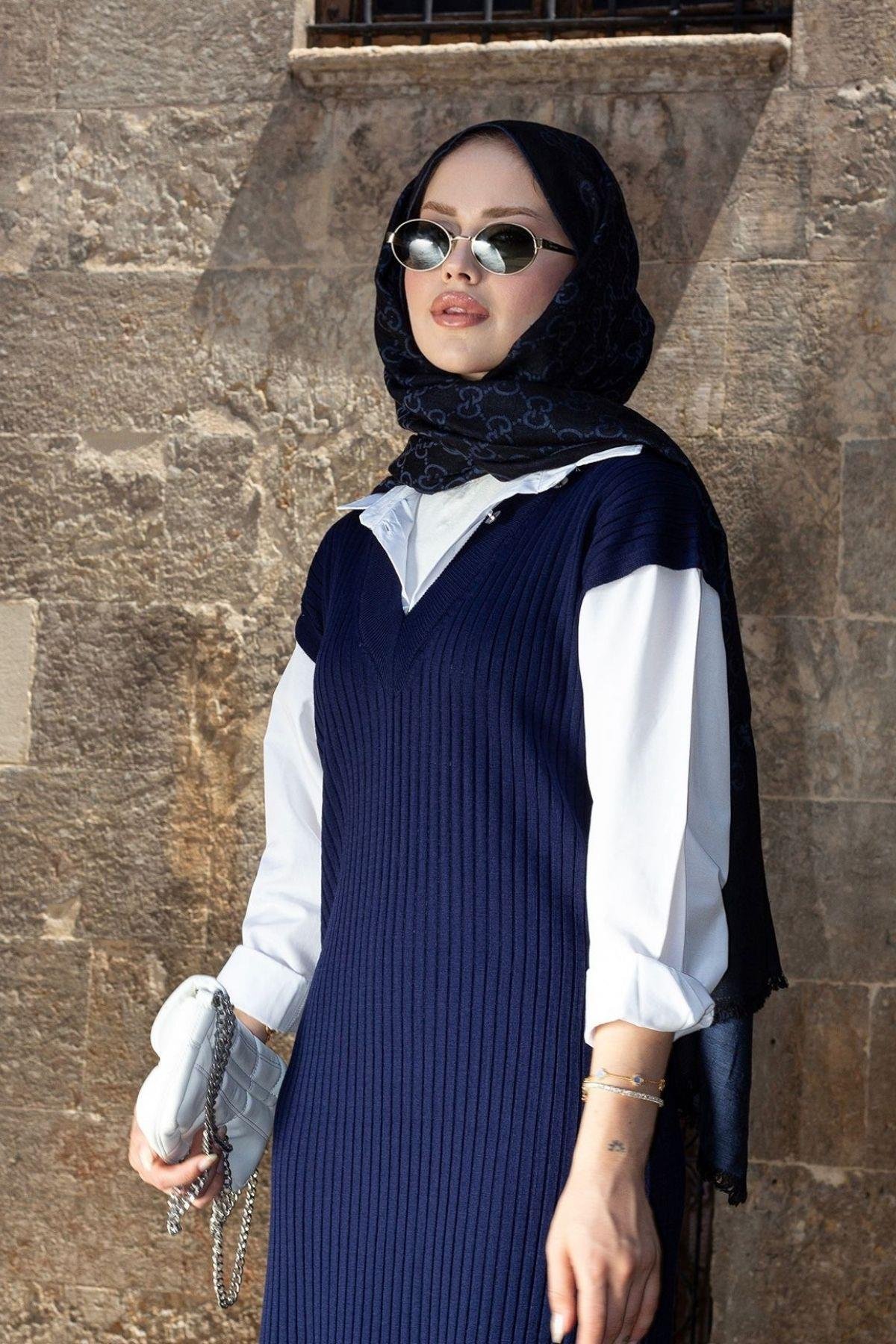 Ermes Gömlek Detaylı Elbise Lacivert, Fiyatları Ermes Gömlek Detaylı Elbise Lacivert- Haza Moda