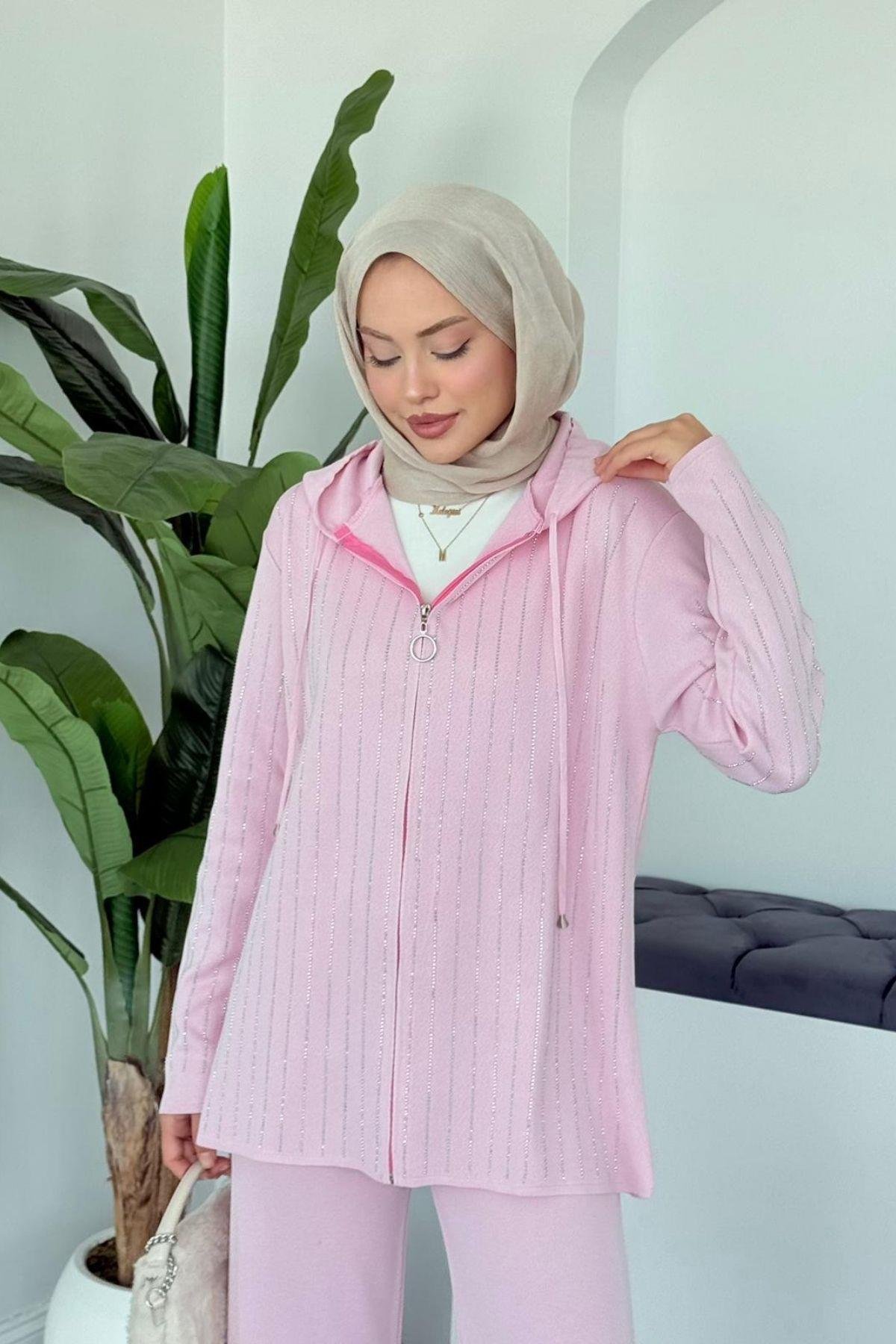 Eros Taşlı Pantolonu Takım Pembe, Fiyatları Eros Taşlı Pantolonu Takım Pembe- Haza Moda 