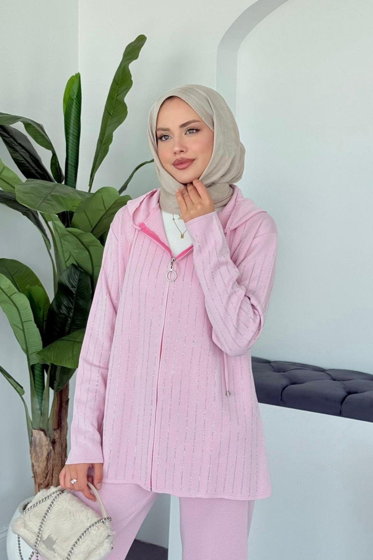 Eros Taşlı Pantolonu Takım Pembe, Fiyatları Eros Taşlı Pantolonu Takım Pembe- Haza Moda 