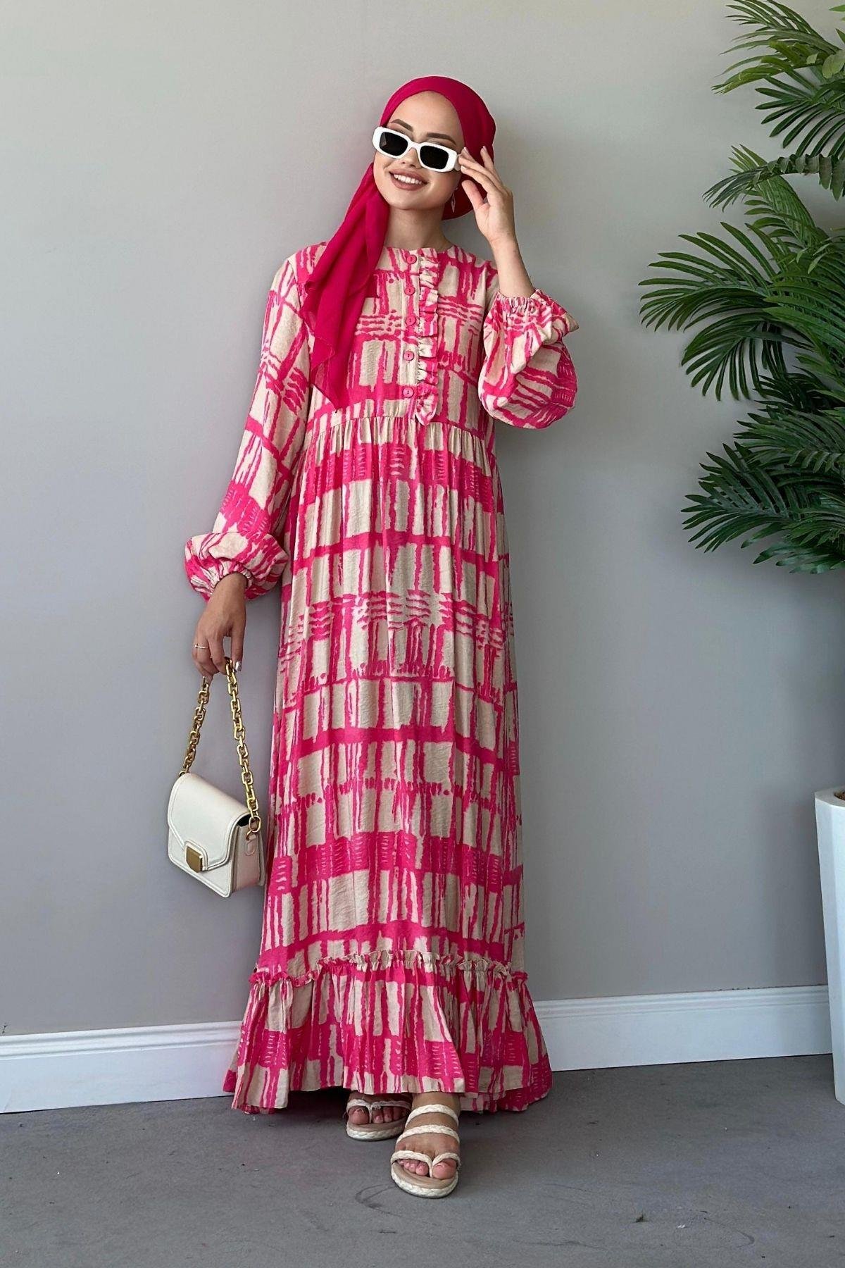 Esma Elbise Pembe, Fiyatları Haza Moda | Tesettür Giyim | Esma Elbise Pembe