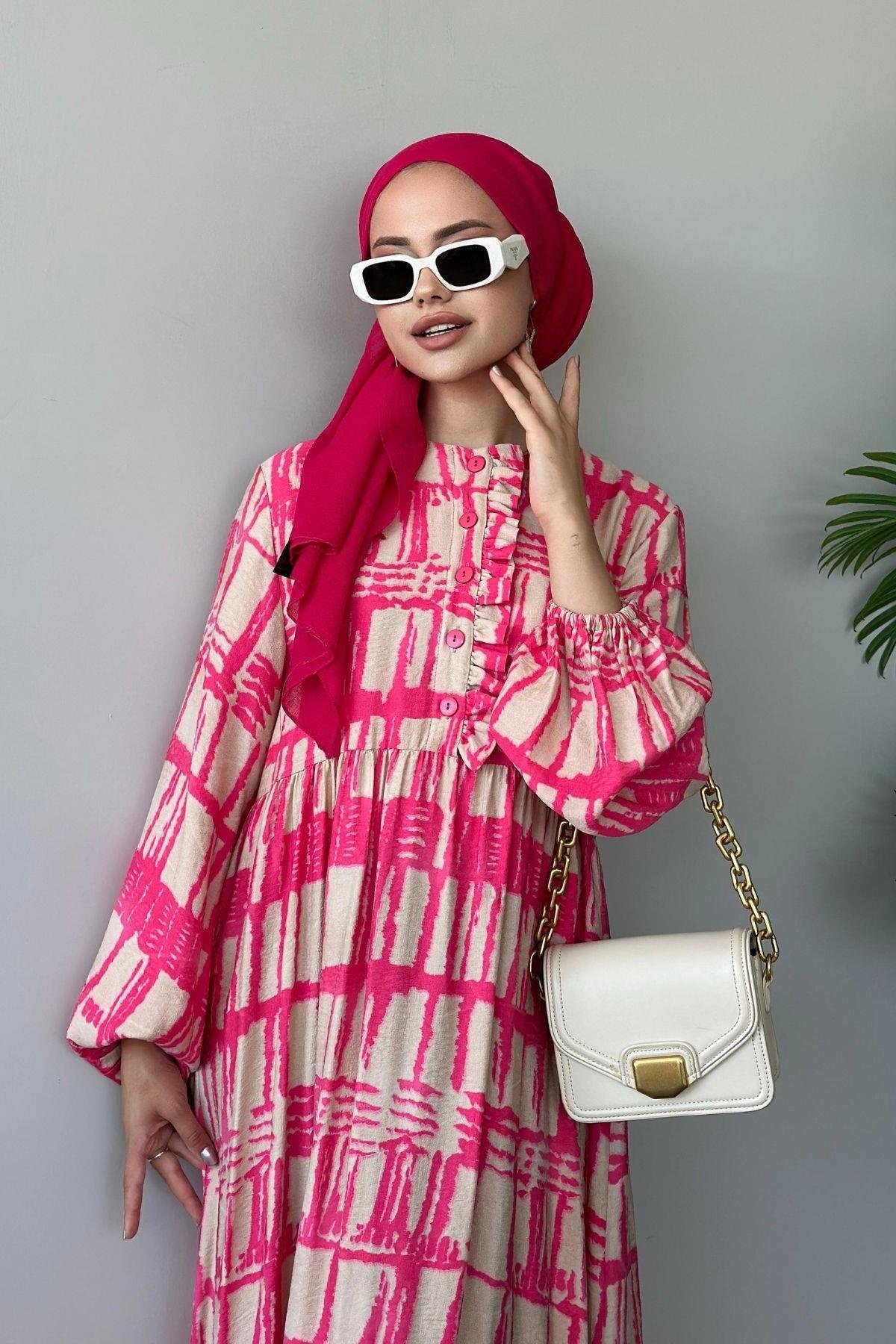 Esma Elbise Pembe, Fiyatları Haza Moda | Tesettür Giyim | Esma Elbise Pembe