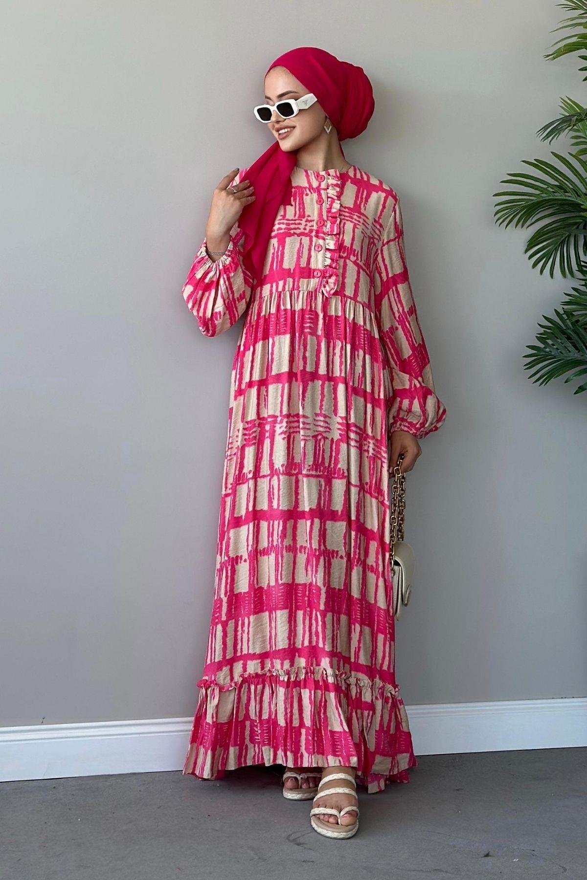 Esma Elbise Pembe, Fiyatları Haza Moda | Tesettür Giyim | Esma Elbise Pembe