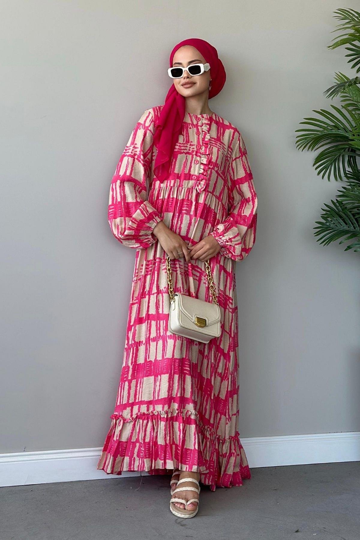 Esma Elbise Pembe, Fiyatları Haza Moda | Tesettür Giyim | Esma Elbise Pembe