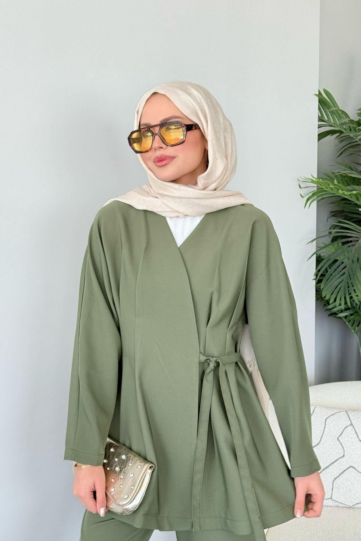 Esra Bağlamalı Takım Haki, Fiyatları Esra Bağlamalı Takım Haki- Haza Moda 