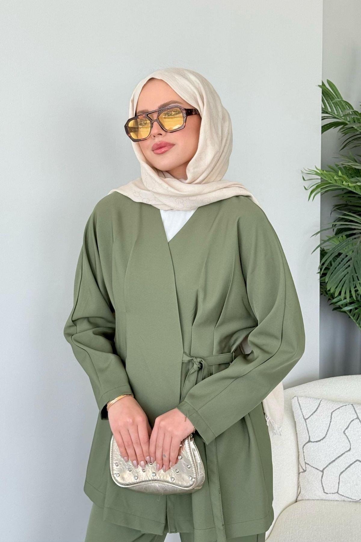 Esra Bağlamalı Takım Haki, Fiyatları Esra Bağlamalı Takım Haki- Haza Moda 