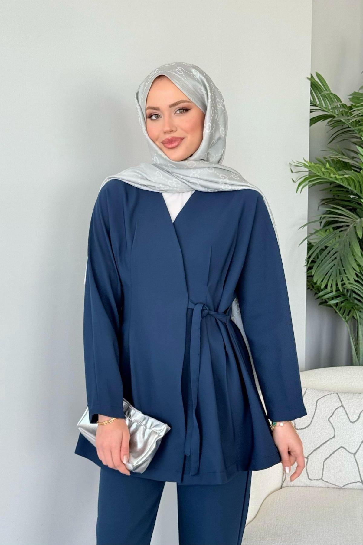 Esra Bağlamalı Takım Lacivert, Fiyatları Esra Bağlamalı Takım Lacivert- Haza Moda 