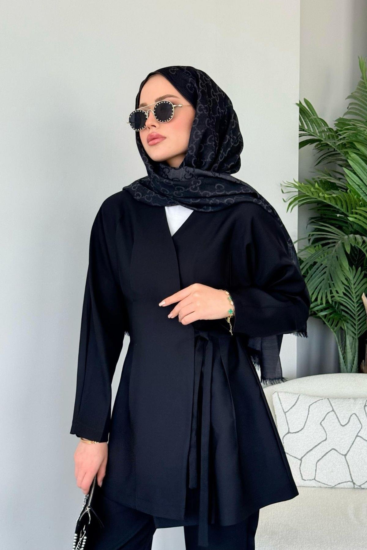 Esra Bağlamalı Takım Siyah, Fiyatları Esra Bağlamalı Takım Siyah- Haza Moda 