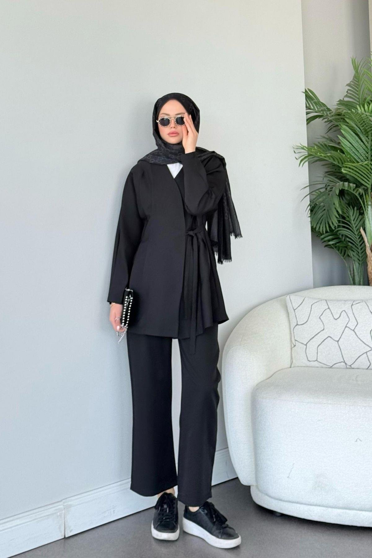 Esra Bağlamalı Takım Siyah, Fiyatları Esra Bağlamalı Takım Siyah- Haza Moda 