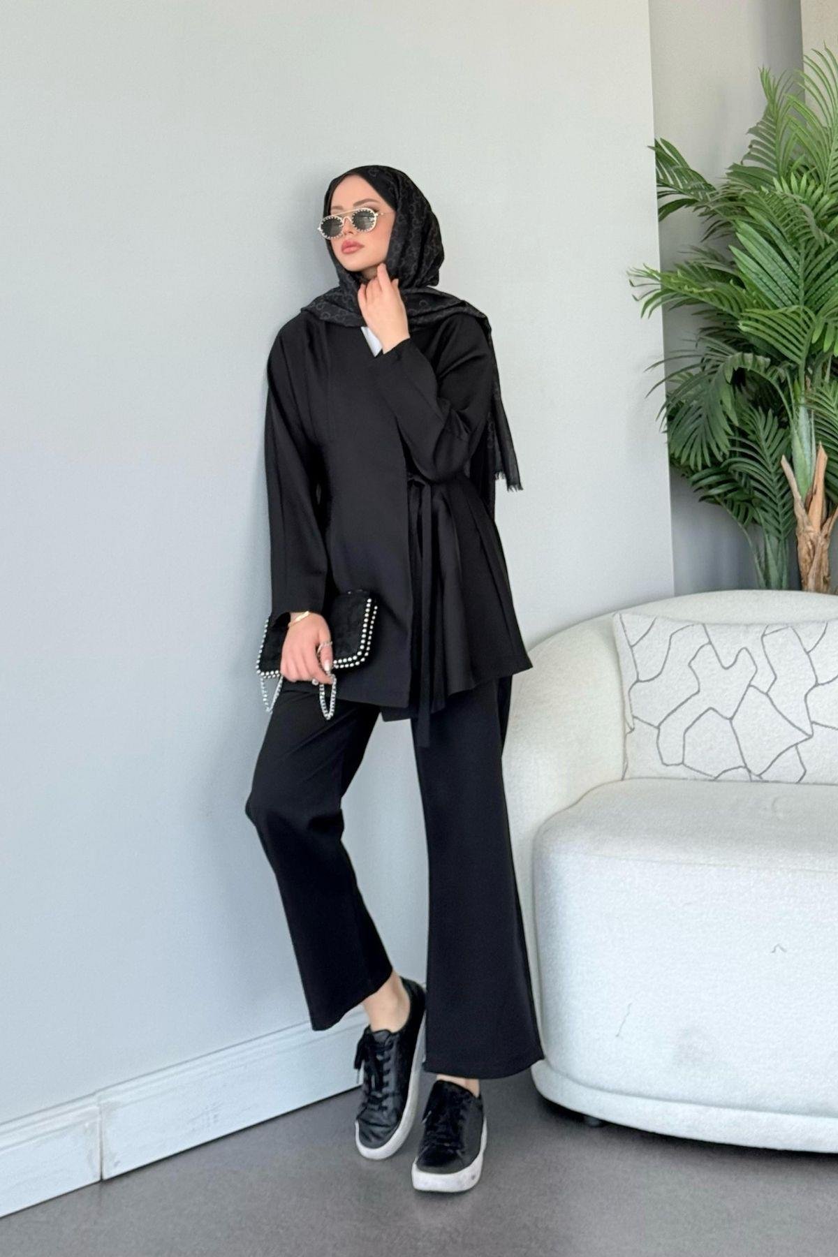 Esra Bağlamalı Takım Siyah, Fiyatları Esra Bağlamalı Takım Siyah- Haza Moda 