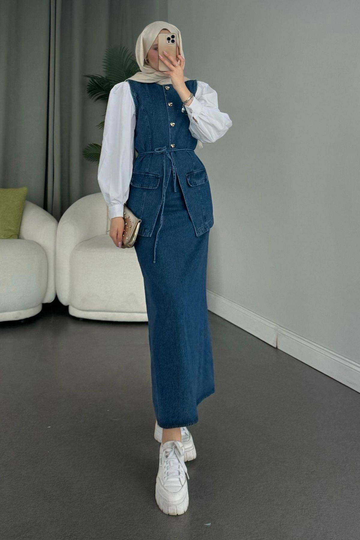 Etekli Denim Takım Mavi, Fiyatları 