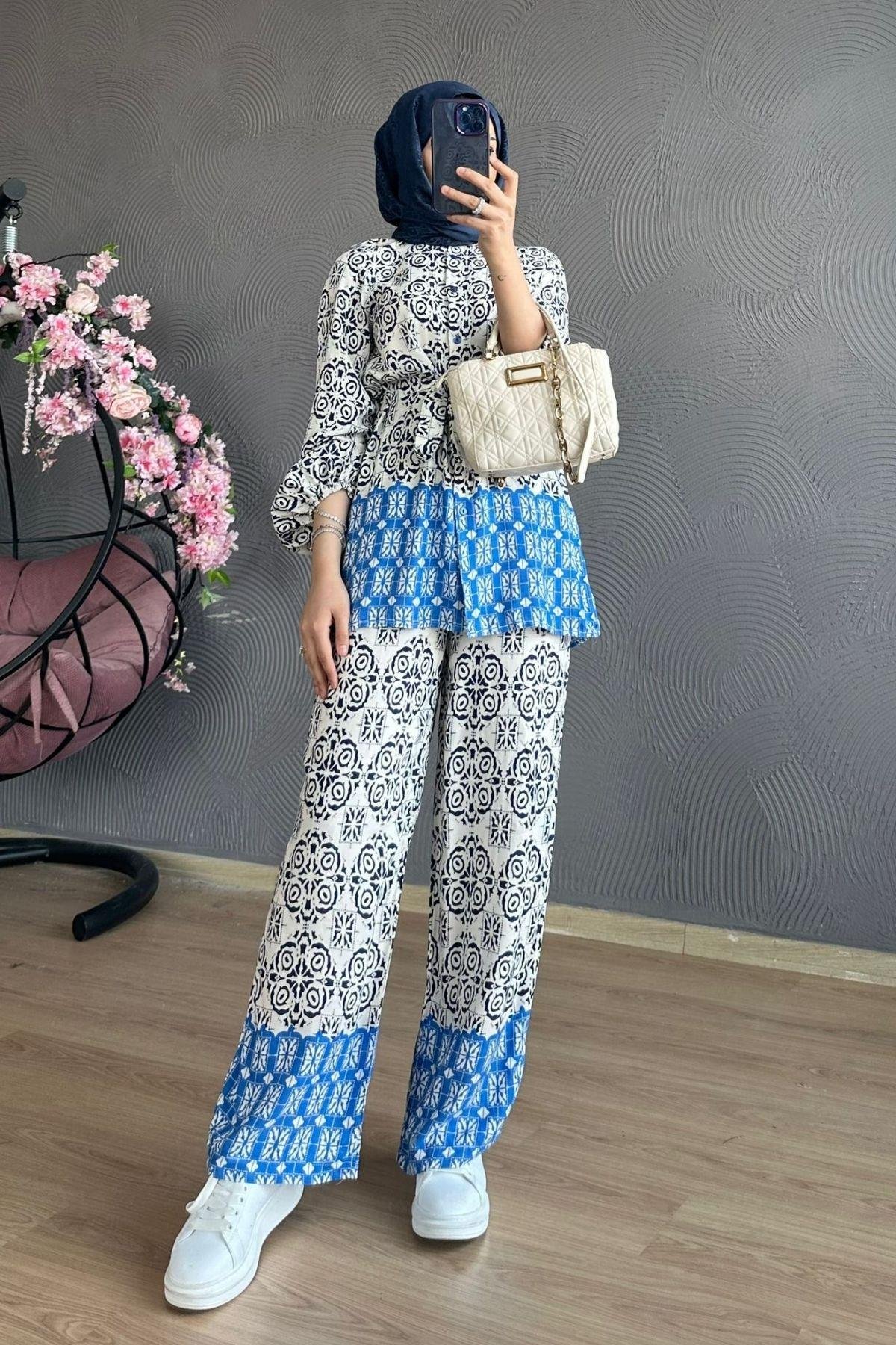 Etnik Viskon Takım Mavi, Fiyatları 