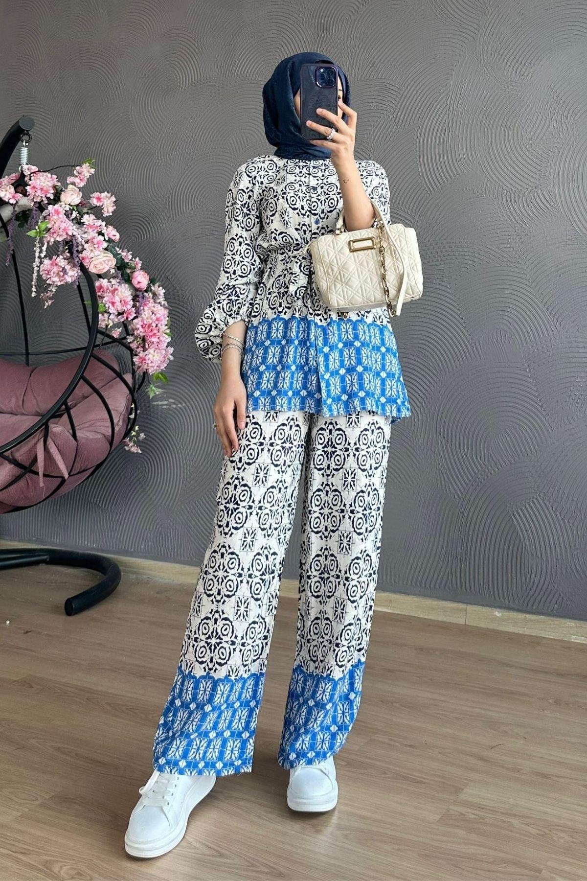 Etnik Viskon Takım Mavi, Fiyatları 